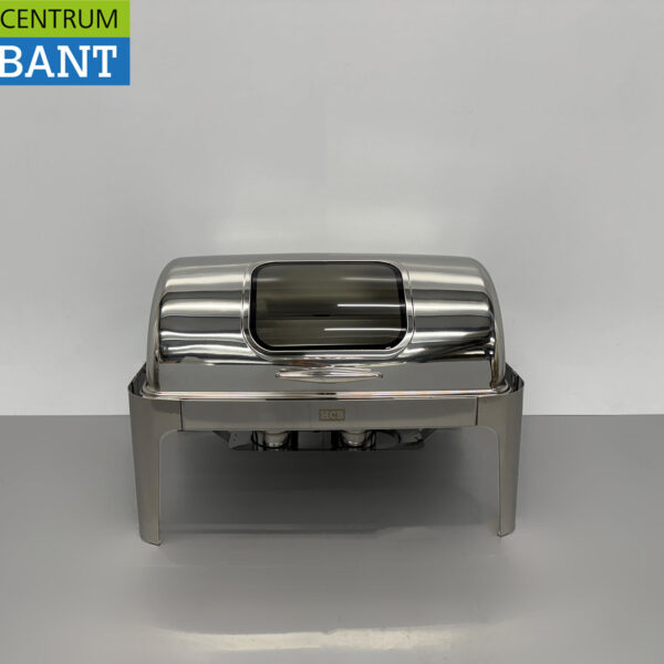 HCB Chafing Dish Rolltop RVS – Kijkglas – 9 liter – 1/1 GN Horeca