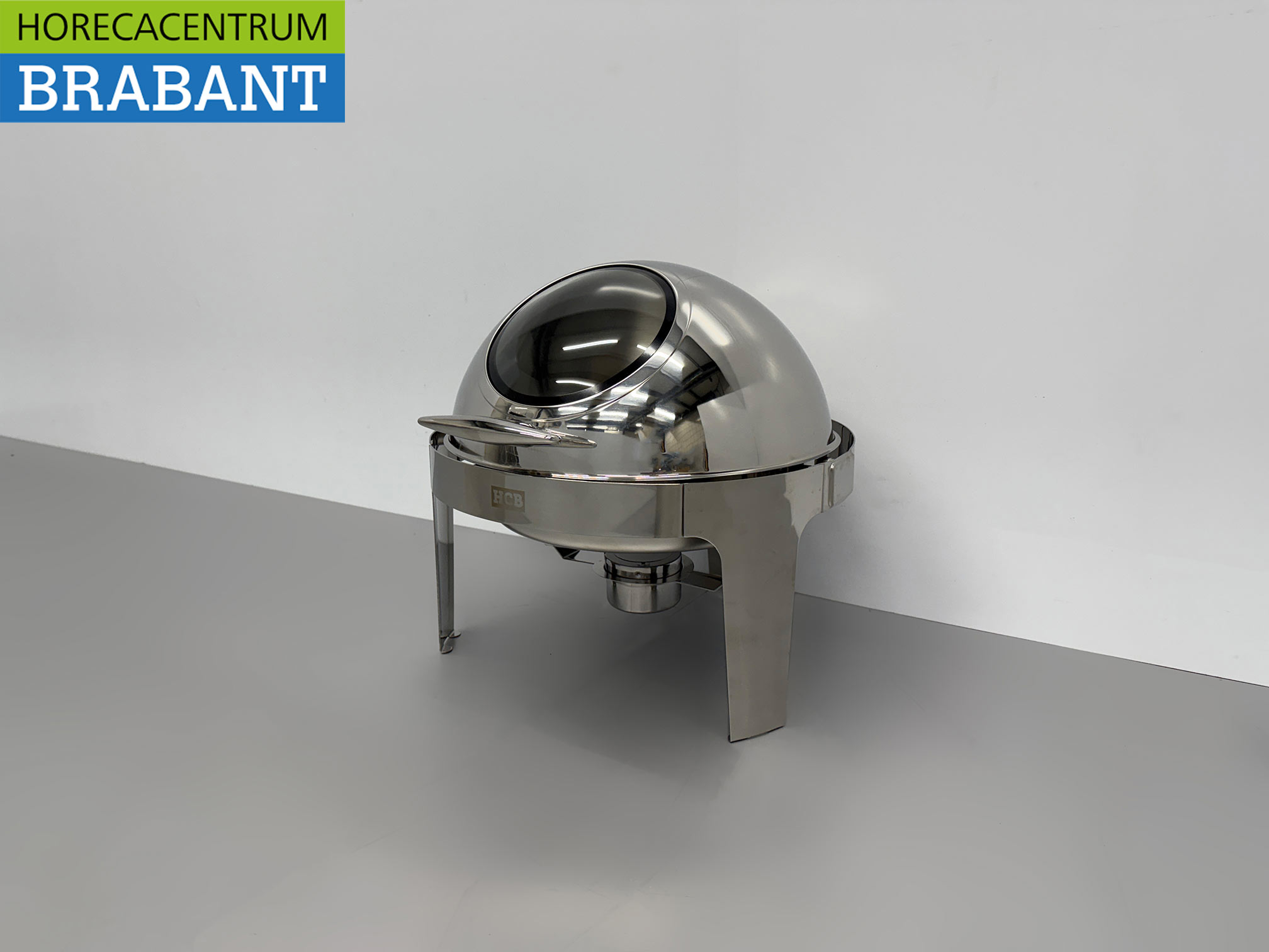 HCB Ronde Chafing Dish Rolltop RVS – Kijkglas – 6 liter – Horeca - Afbeelding 2