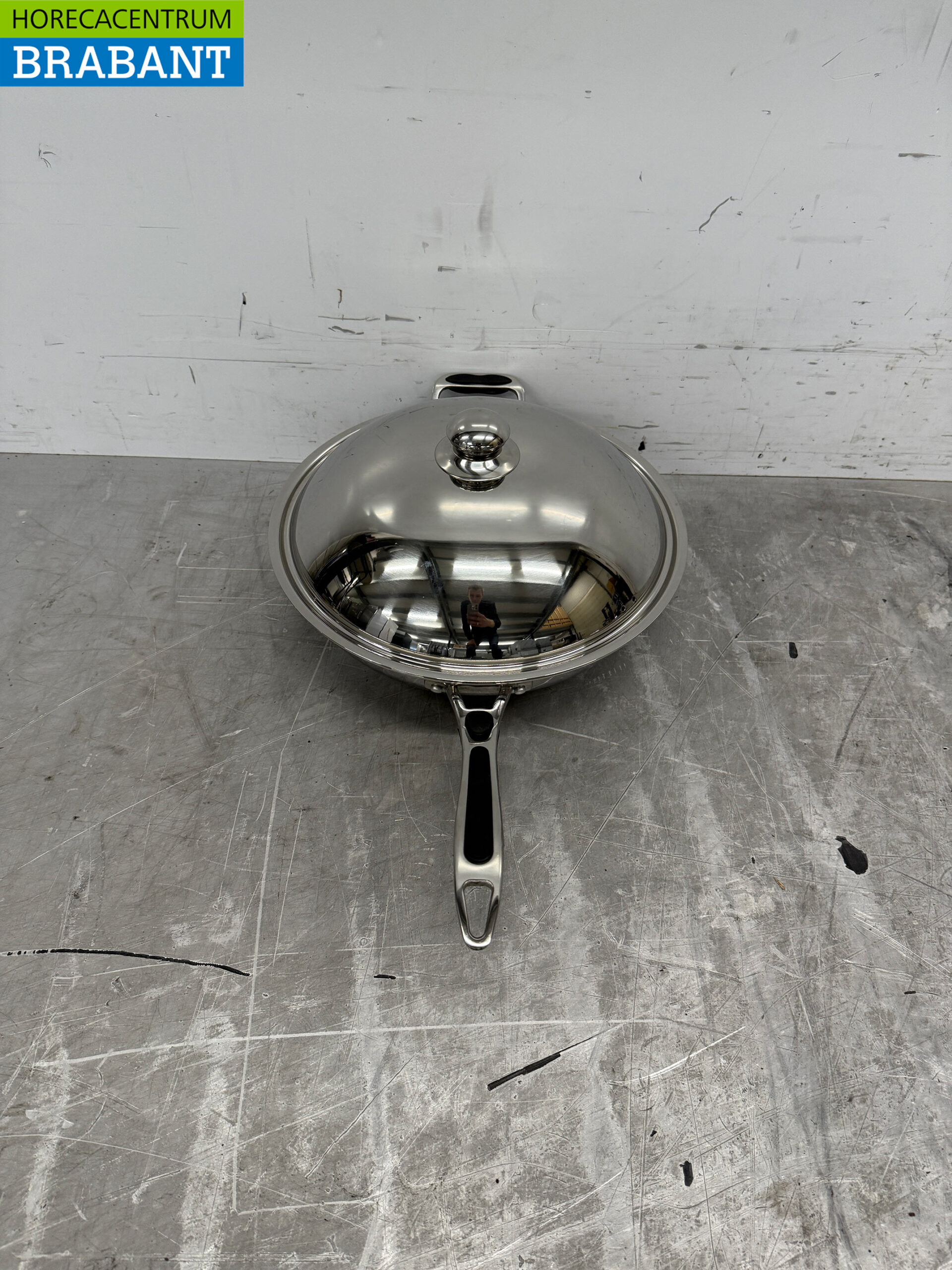 RVS Universele inductie wokpan wok met deksel 36 cm Horeca