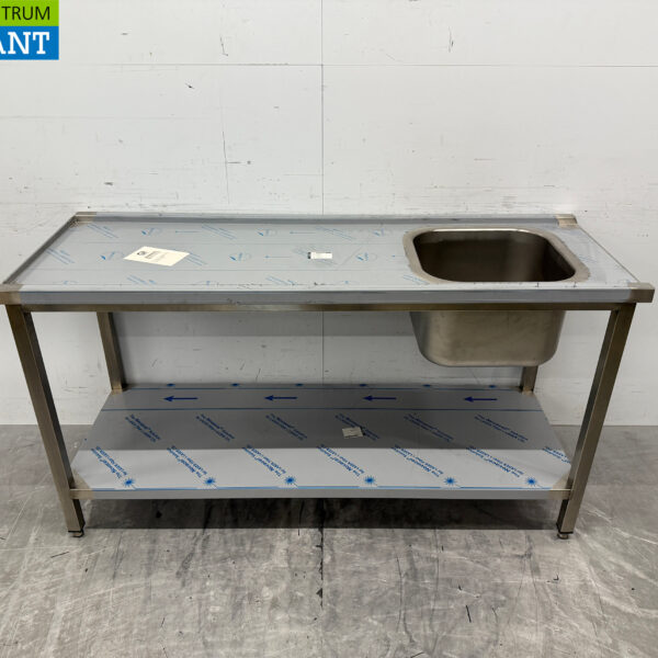 RVS Aanvoertafel tbv doorschuifvaatwasser 160 cm Horeca