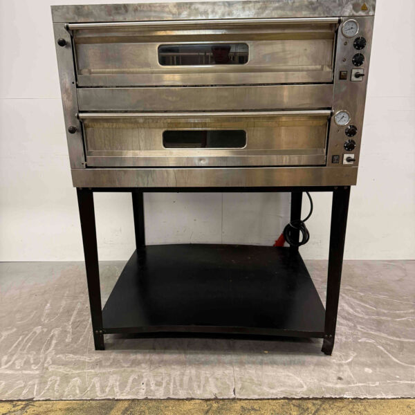 RVS Dubbele Pizzaoven Oven 2 x 9 Pizza's 35 cm doorsnee 400V Horeca