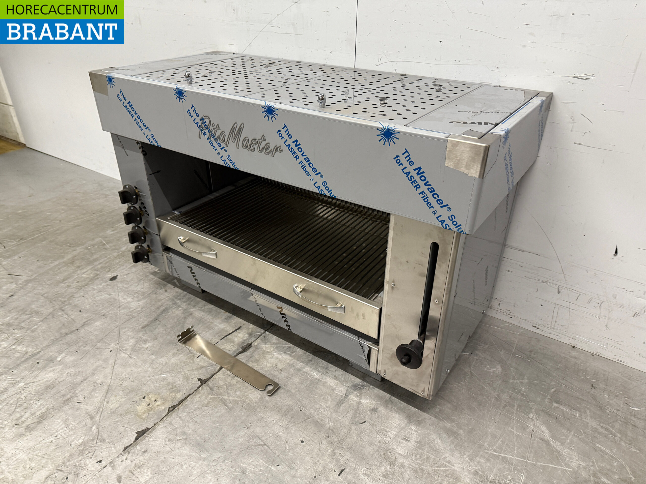 RVS Pitagrill Pita oven Salamander grill 4 branders 10,8 kW 96 cm GAS Horeca - Afbeelding 2