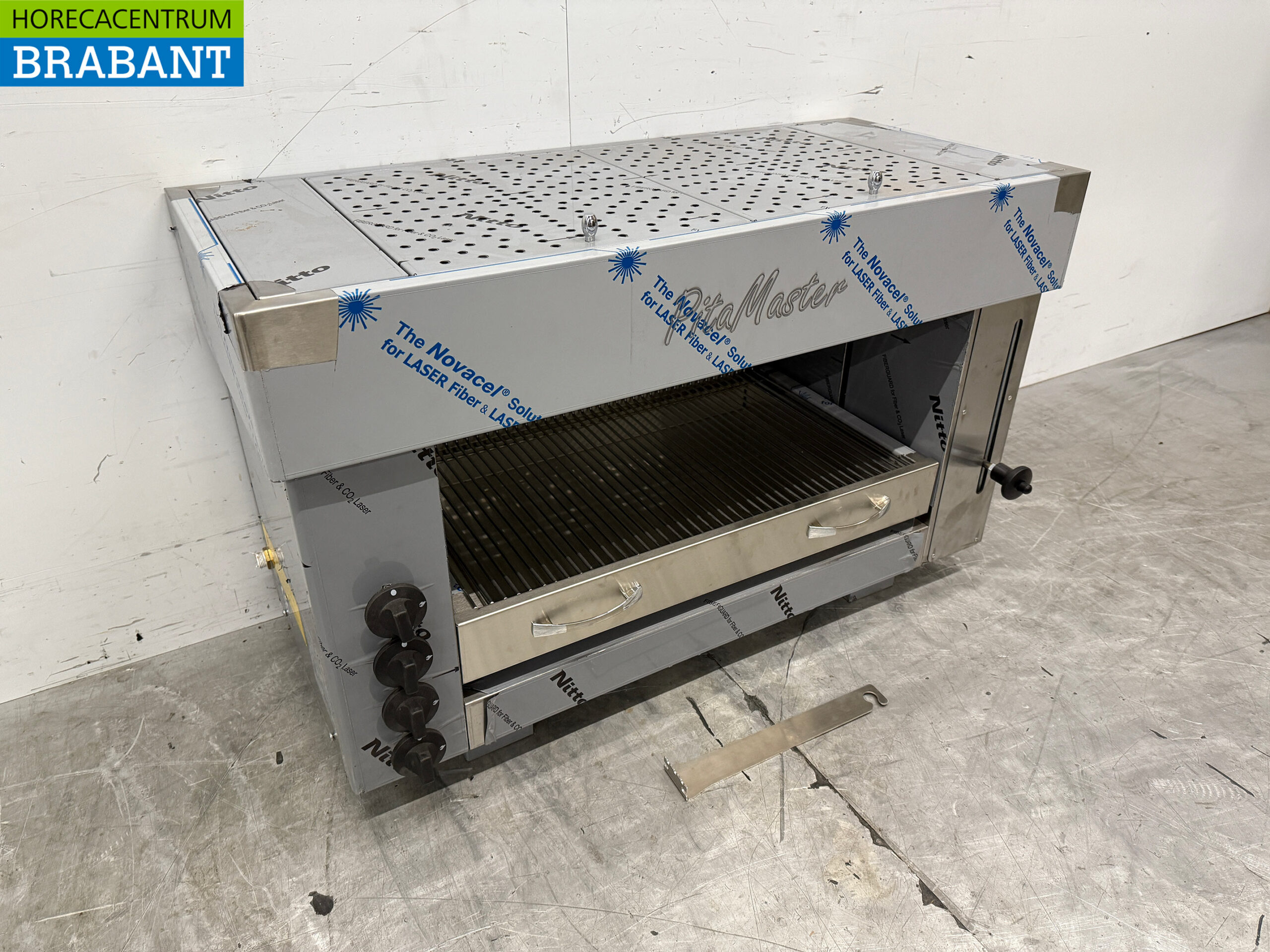 RVS Pitagrill Pita oven Salamander grill 4 branders 10,8 kW 96 cm GAS Horeca - Afbeelding 3