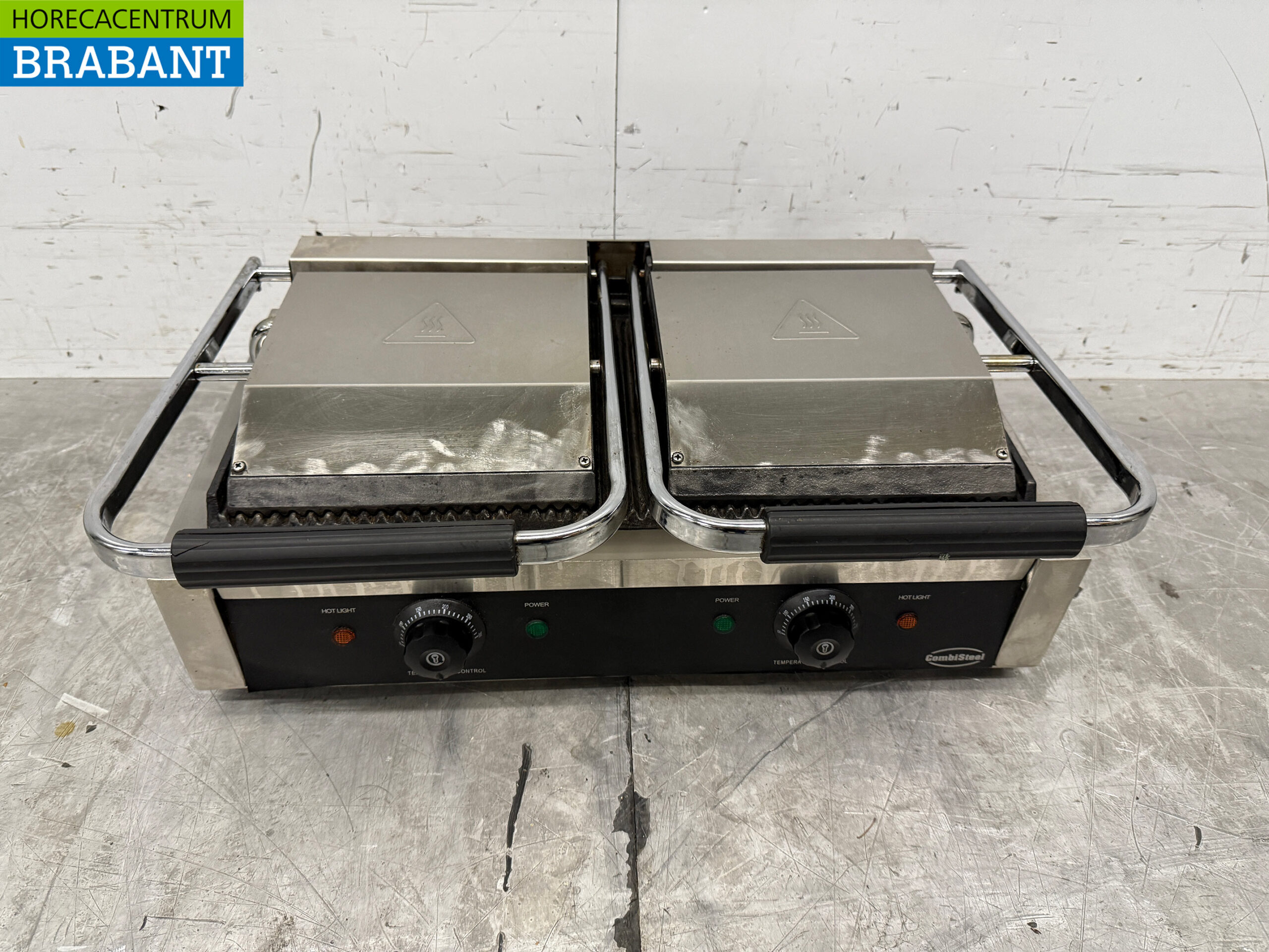 RVS Combisteel Dubbele Contactgrill Paninigrill Geribbeld 230V Horeca