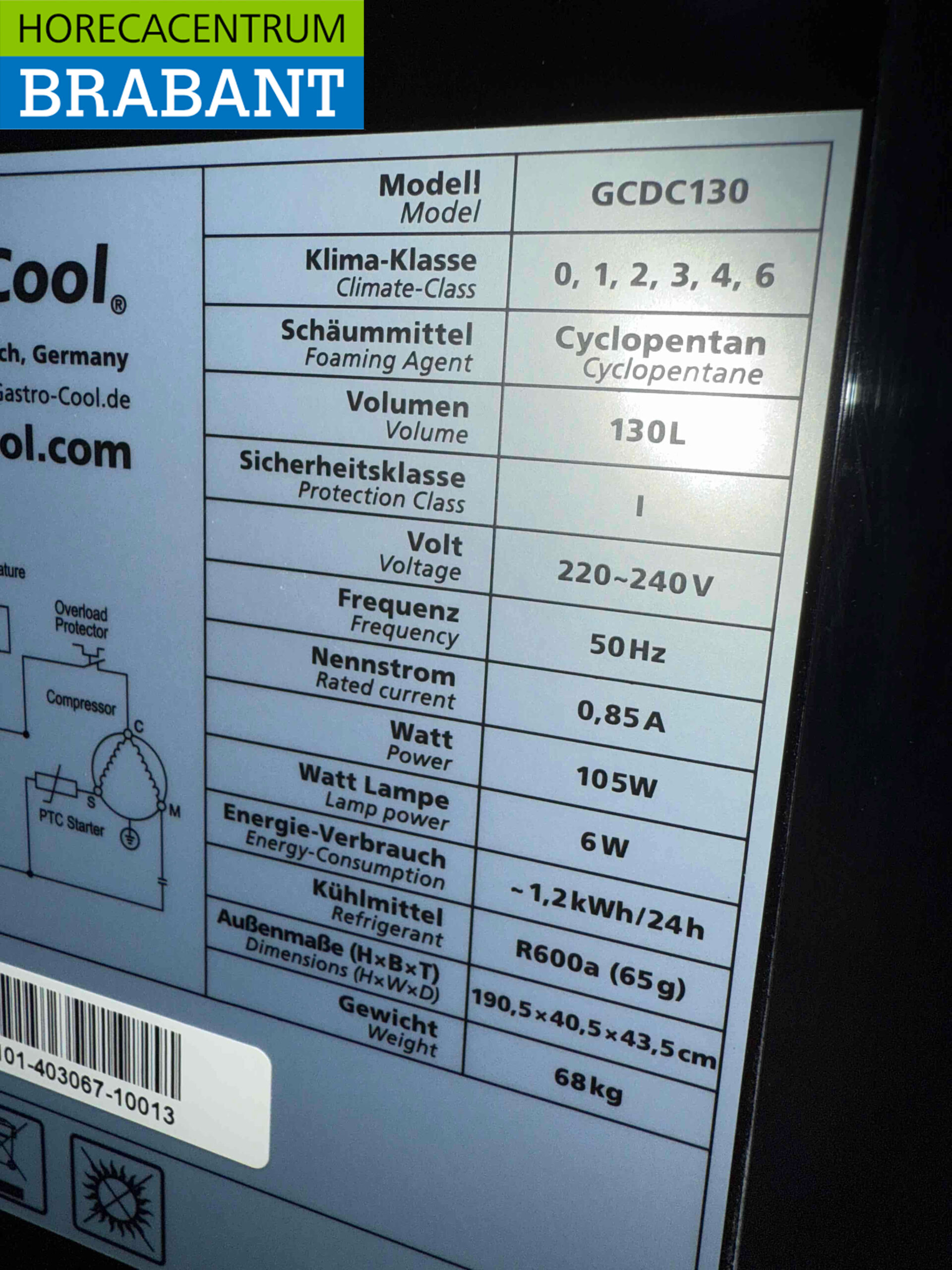 Gastro-Cool Glasdeurkoeling Koelkast Drankkoelkast Glazen deur 155 liter 230V Horeca - Afbeelding 5