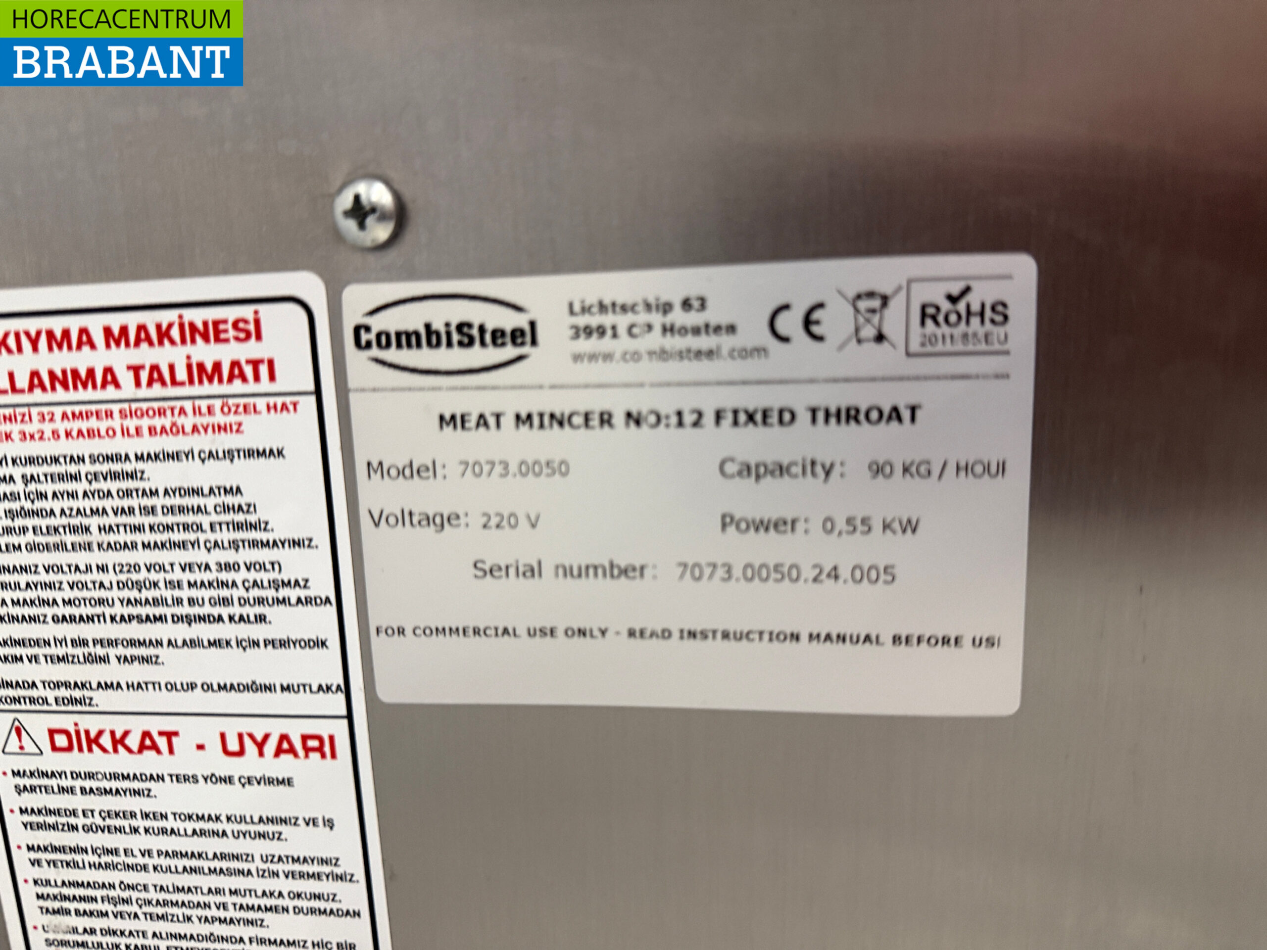 RVS Combisteel Gehaktmolen 90 kg/h 230V Horeca - Afbeelding 5