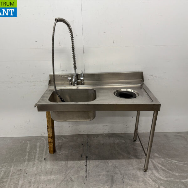 RVS Aanvoertafel Spoelbak met kraan en afvalgat 120 cm Horeca