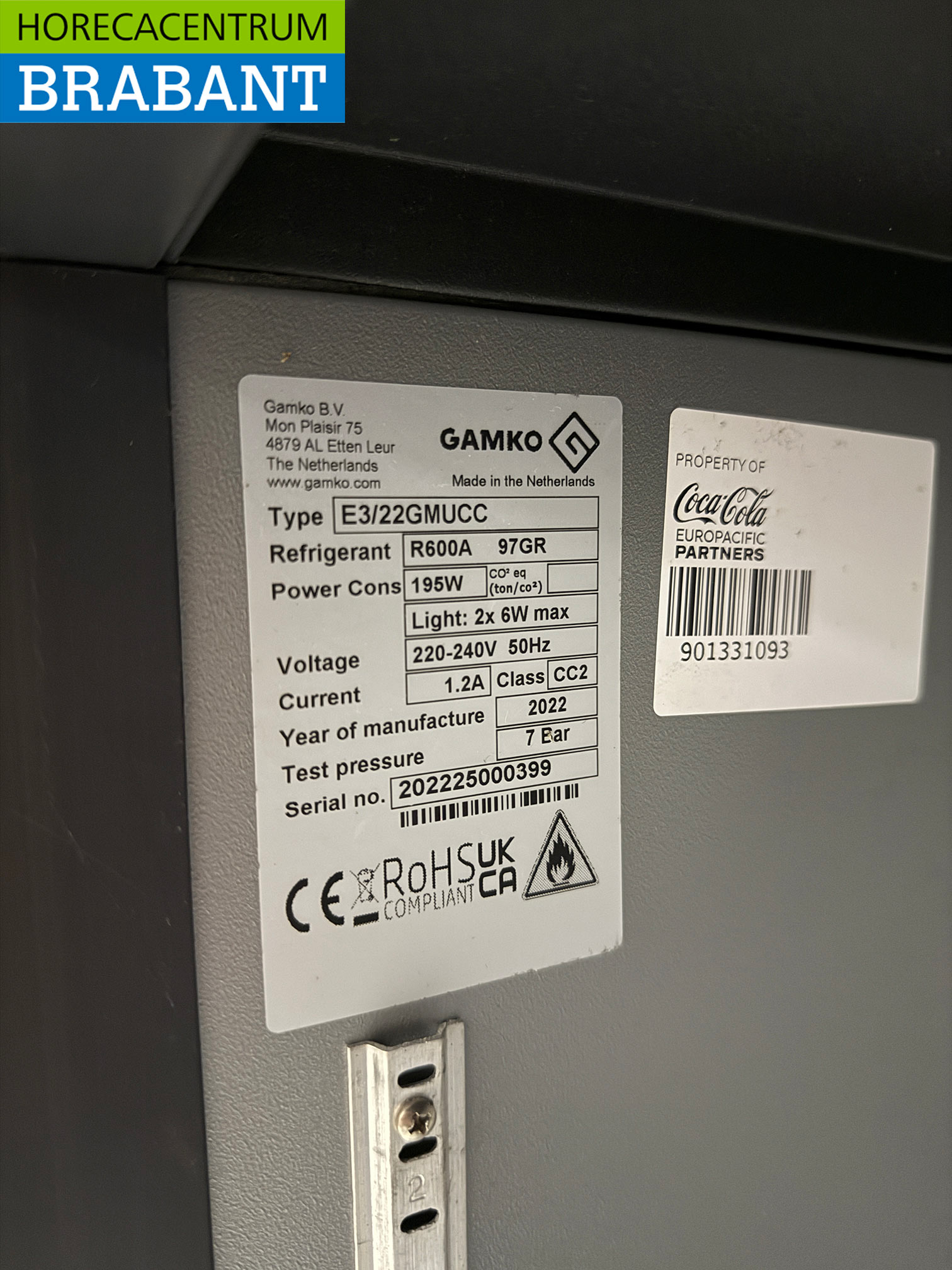 Gamko Barkoeling 2 Klapdeuren 143 cm 230V Bj. 2022 Horeca - Afbeelding 5