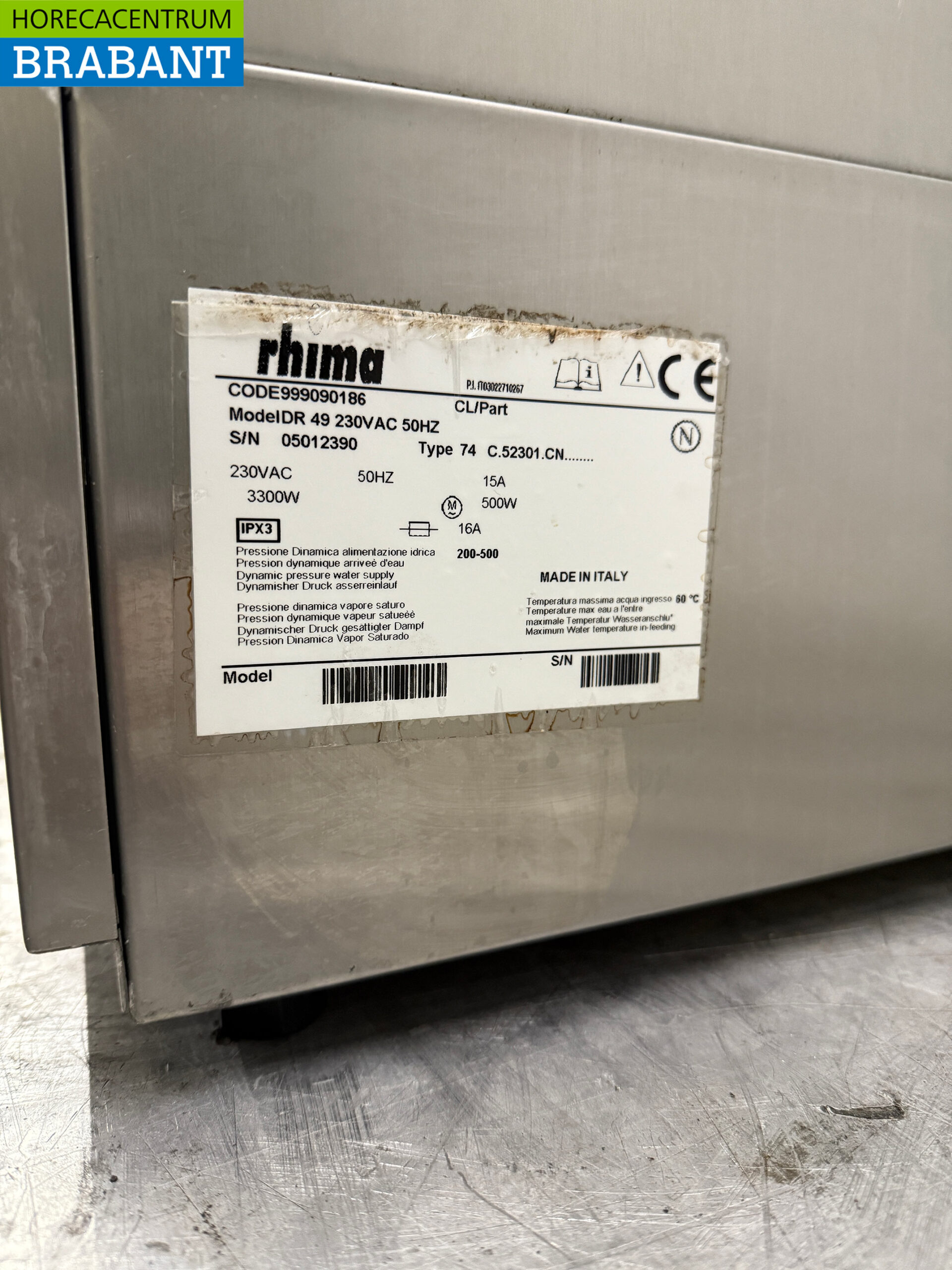 RVS Rhima DR49 Vaatwasser 230V Horeca - Afbeelding 6