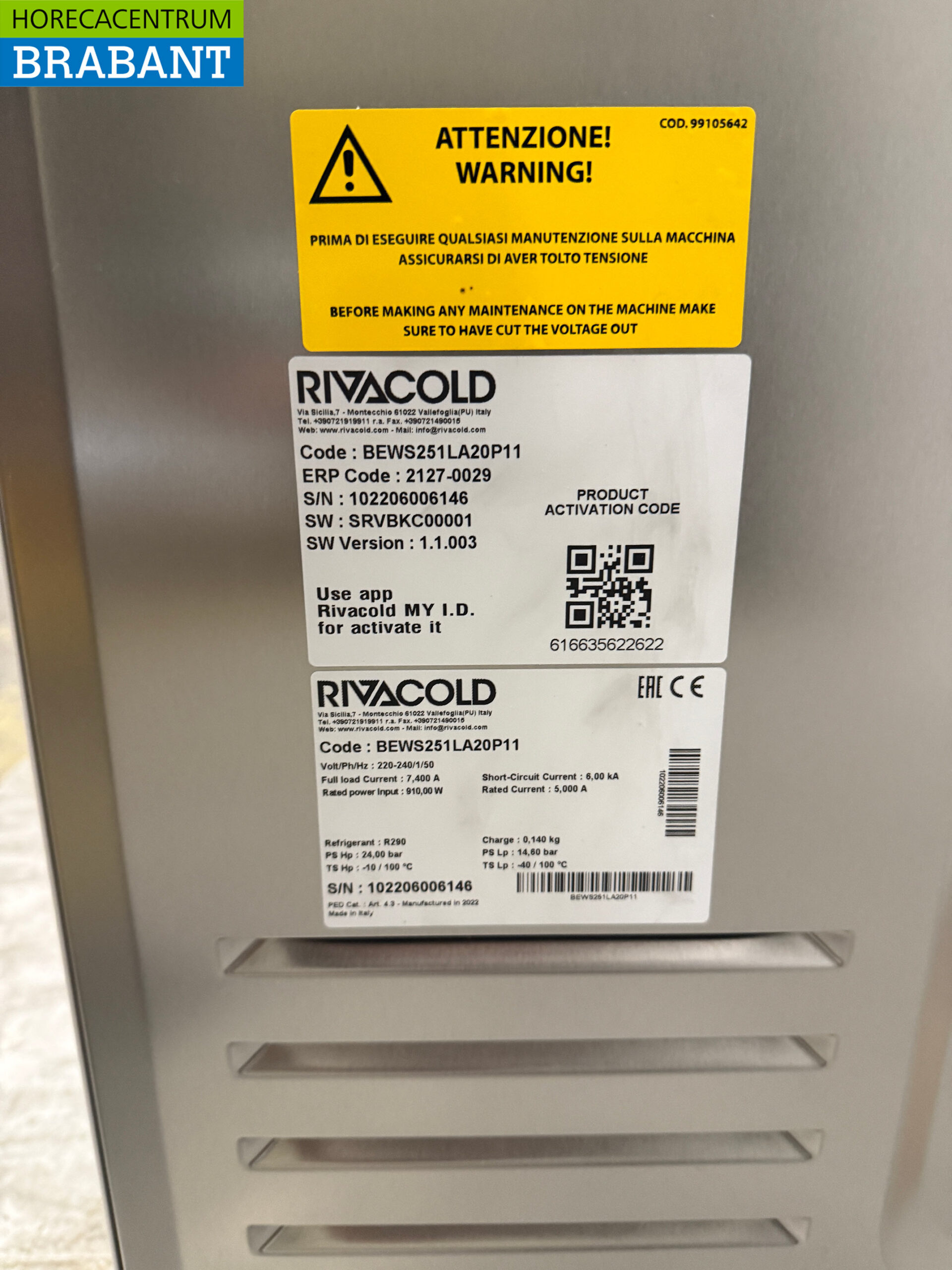 RVS Combisteel/Rivacold Vriescelaggregaat Vriescel Insteekunit Monoblock Wandunit 7,4 m3 400V Horeca - Afbeelding 5