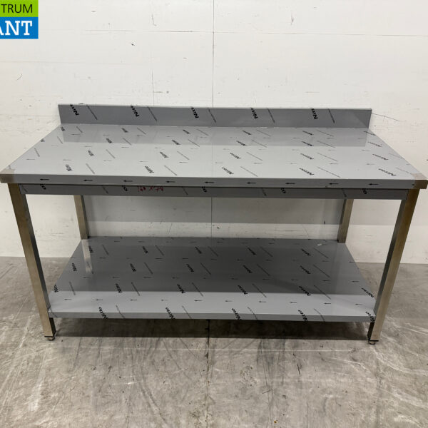 RVS Werktafel met onderschap en opstaande rand 160 x 70 x 86 cm Horeca