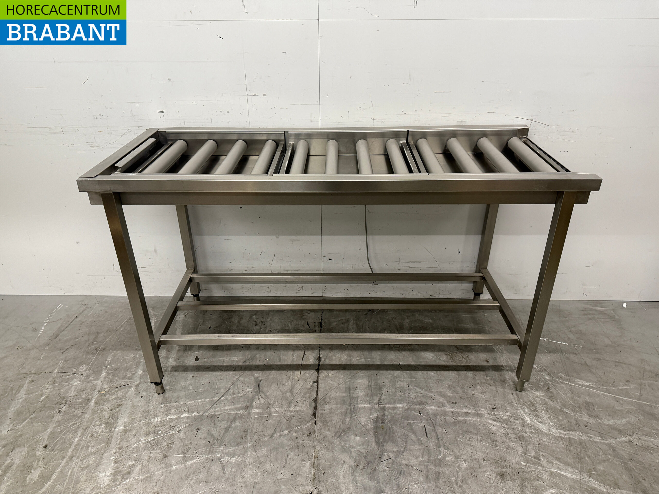 RVS Afvoertafel / rollenbaan tbv doorschuifvaatwasser 160,5 cm Horeca