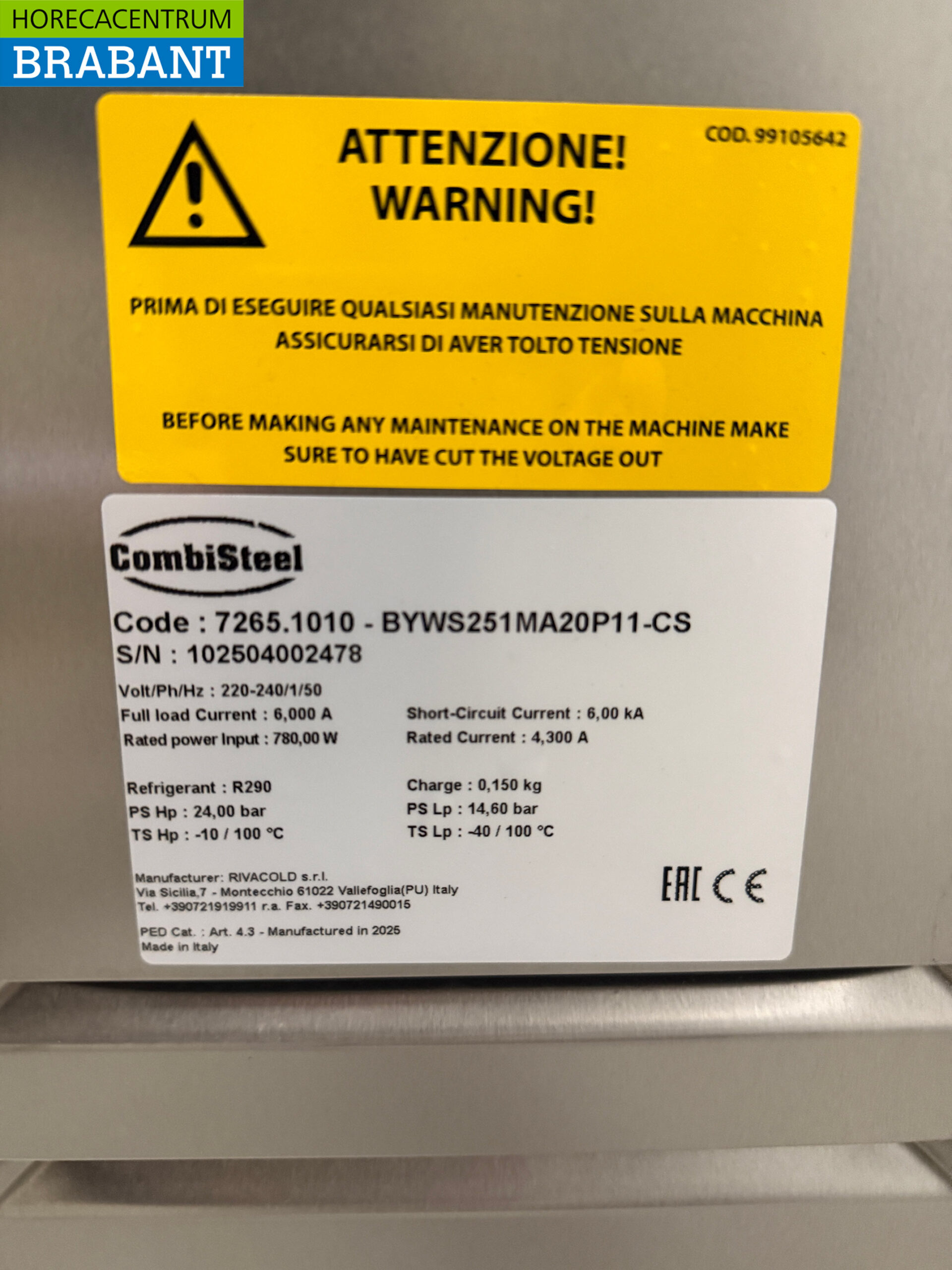 Rivacold/Combisteel Koelcelaggregaat Koelcel Insteekunit Monoblock Wandunit 11,9 m3 230V Horeca - Afbeelding 5