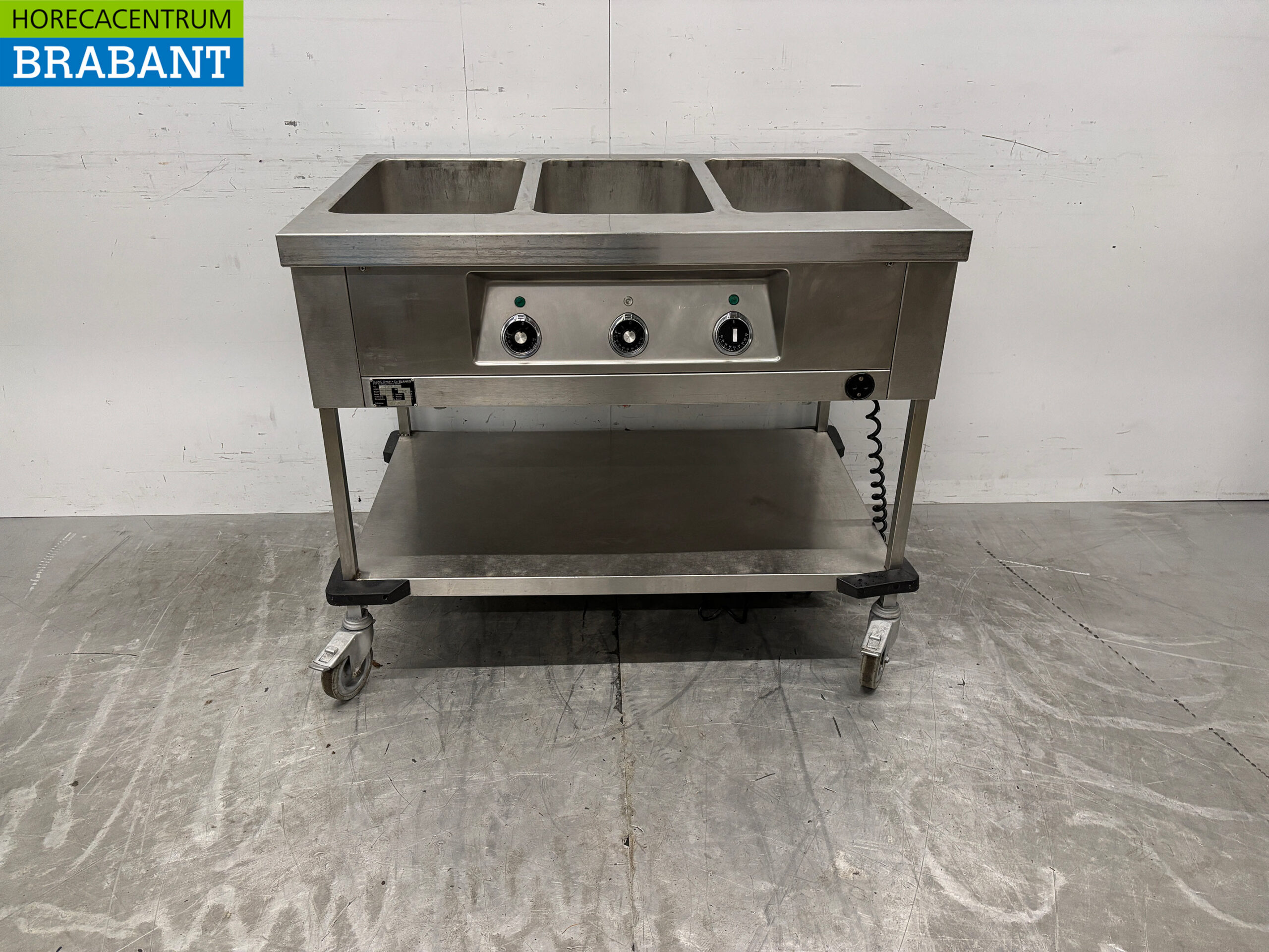 RVS Blanco Verrijdbare Bain Marie 3 x 1/1 GN 230V Horeca