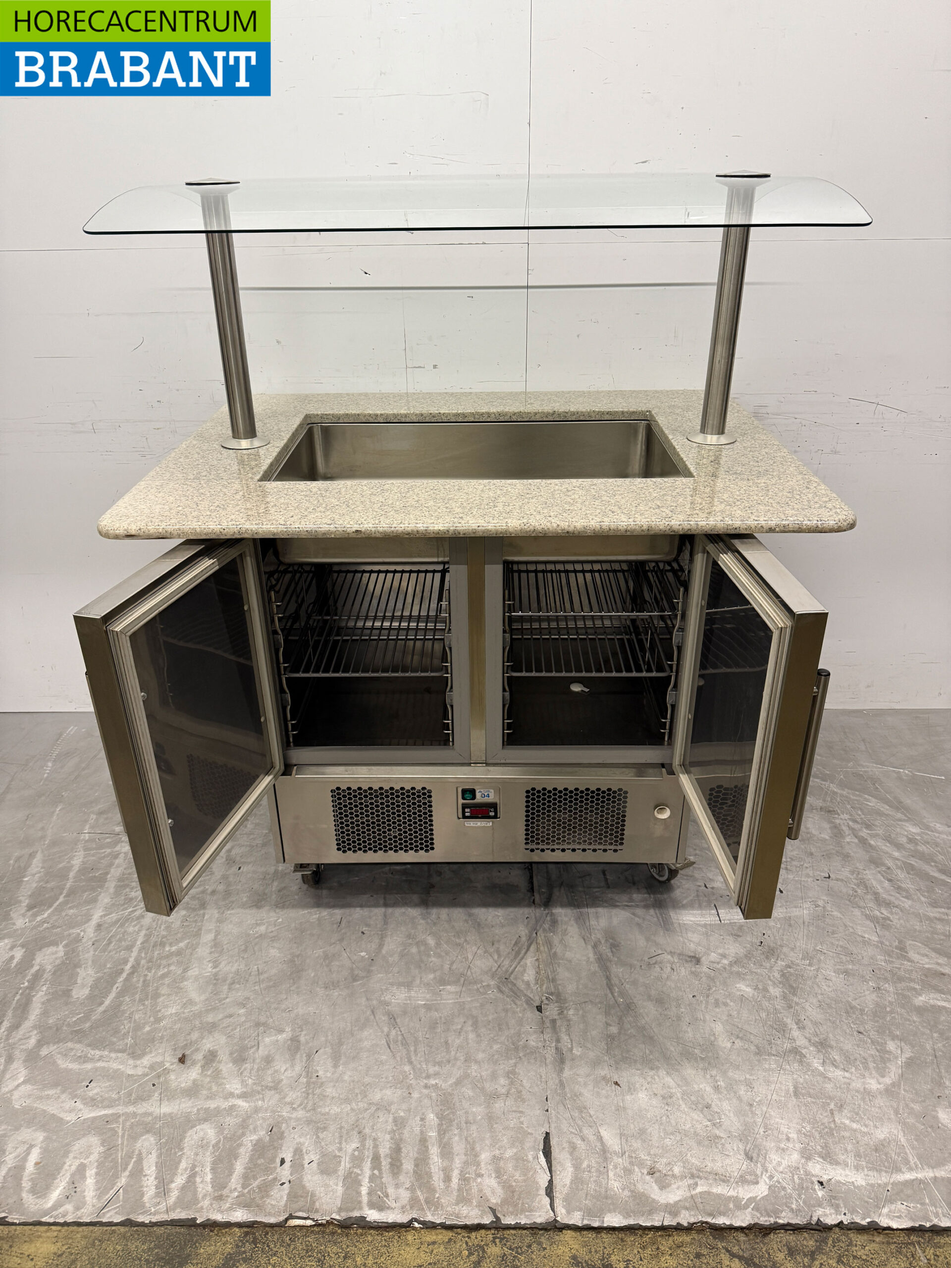 RVS Koelwerkbank Koelbuffet 2 deuren 125 cm 230V Horeca - Afbeelding 4
