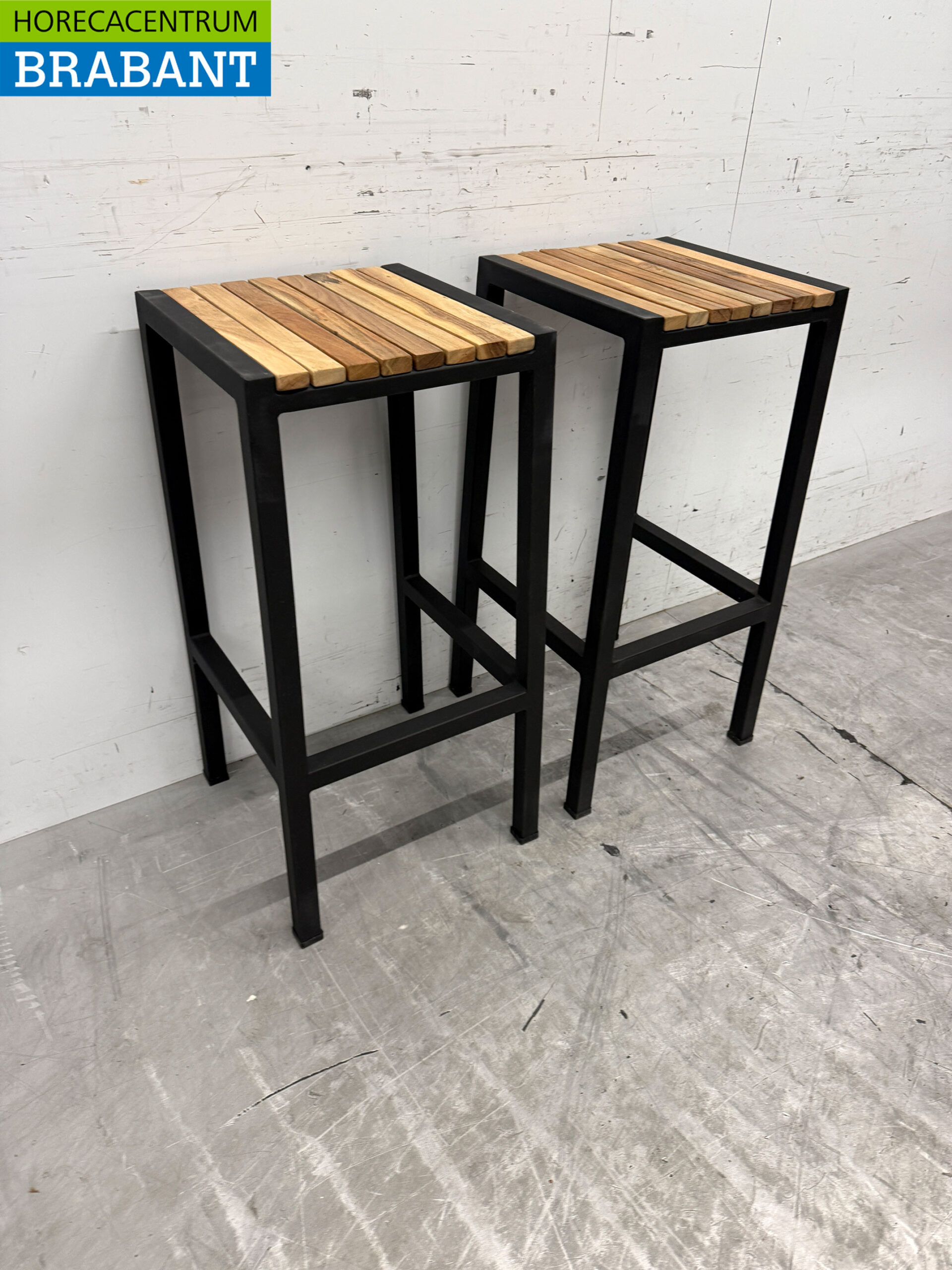 Bolero stalen en acaciahouten Barkrukken Krukken Terraskrukken 2 stuks Horeca - Afbeelding 2