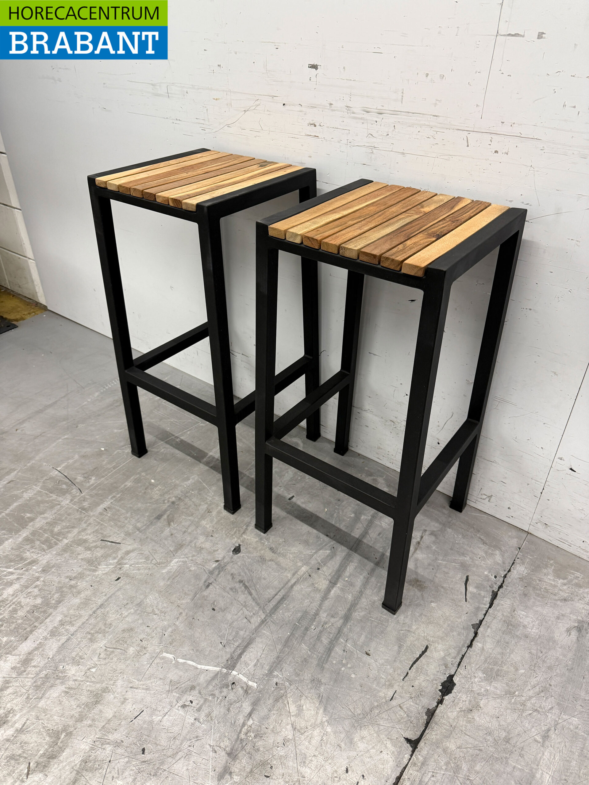 Bolero stalen en acaciahouten Barkrukken Krukken Terraskrukken 2 stuks Horeca - Afbeelding 4