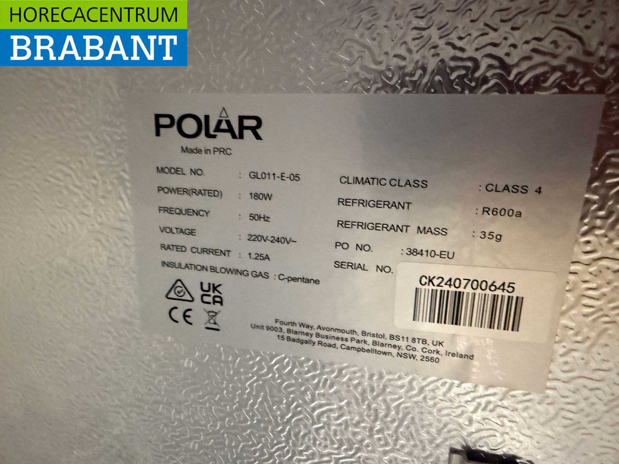 Polar GL011 Barkoeling Bardisplay Backbar 128 liter 60 cm 230V Horeca - Afbeelding 5