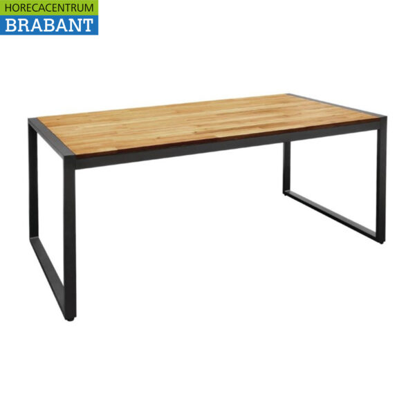 Bolero rechthoekige stalen en acaciahouten industriële tafel 180 x 90 x 74 cm Horeca