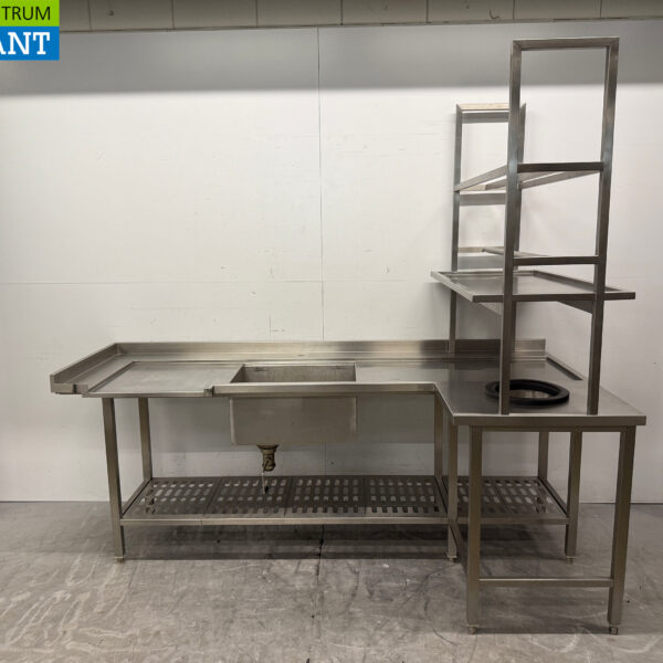 RVS Aanvoertafel Afruimtafel met afvalgat 242 x 120 x 90.5 cm Horeca