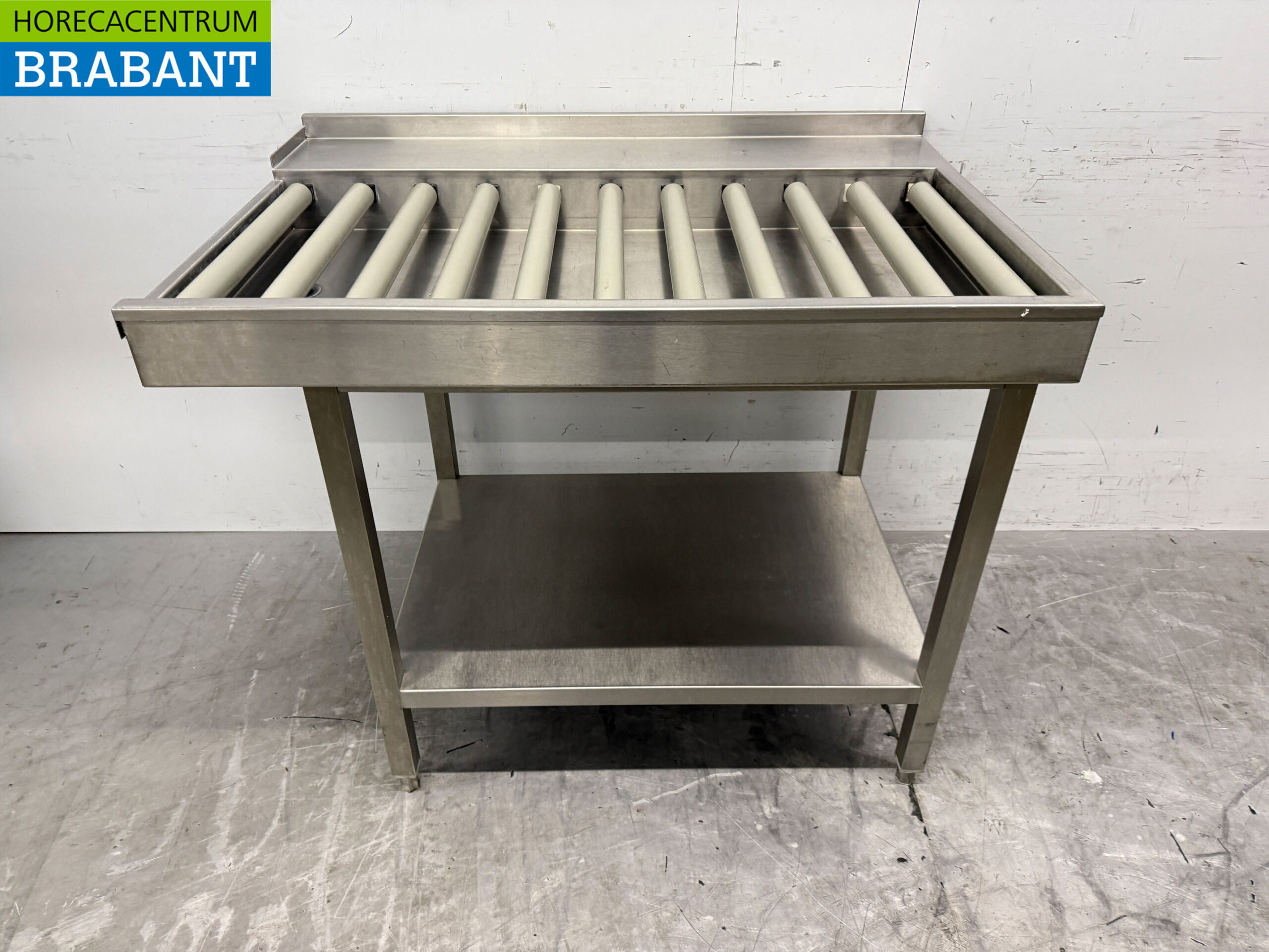 RVS Afvoertafel / rollenbaan tbv doorschuifvaatwasser 110,5 cm Horeca