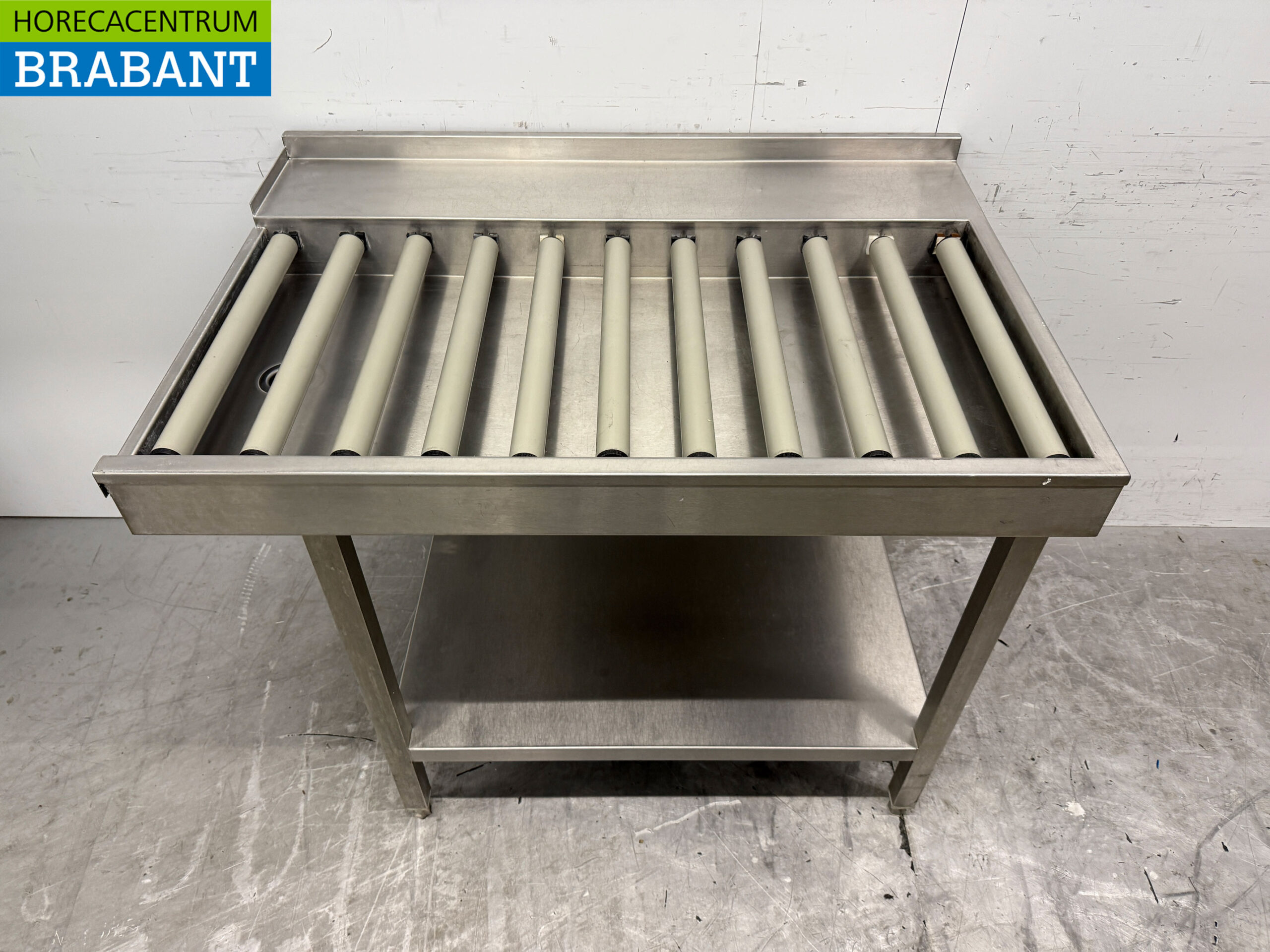 RVS Afvoertafel / rollenbaan tbv doorschuifvaatwasser 110,5 cm Horeca - Afbeelding 2