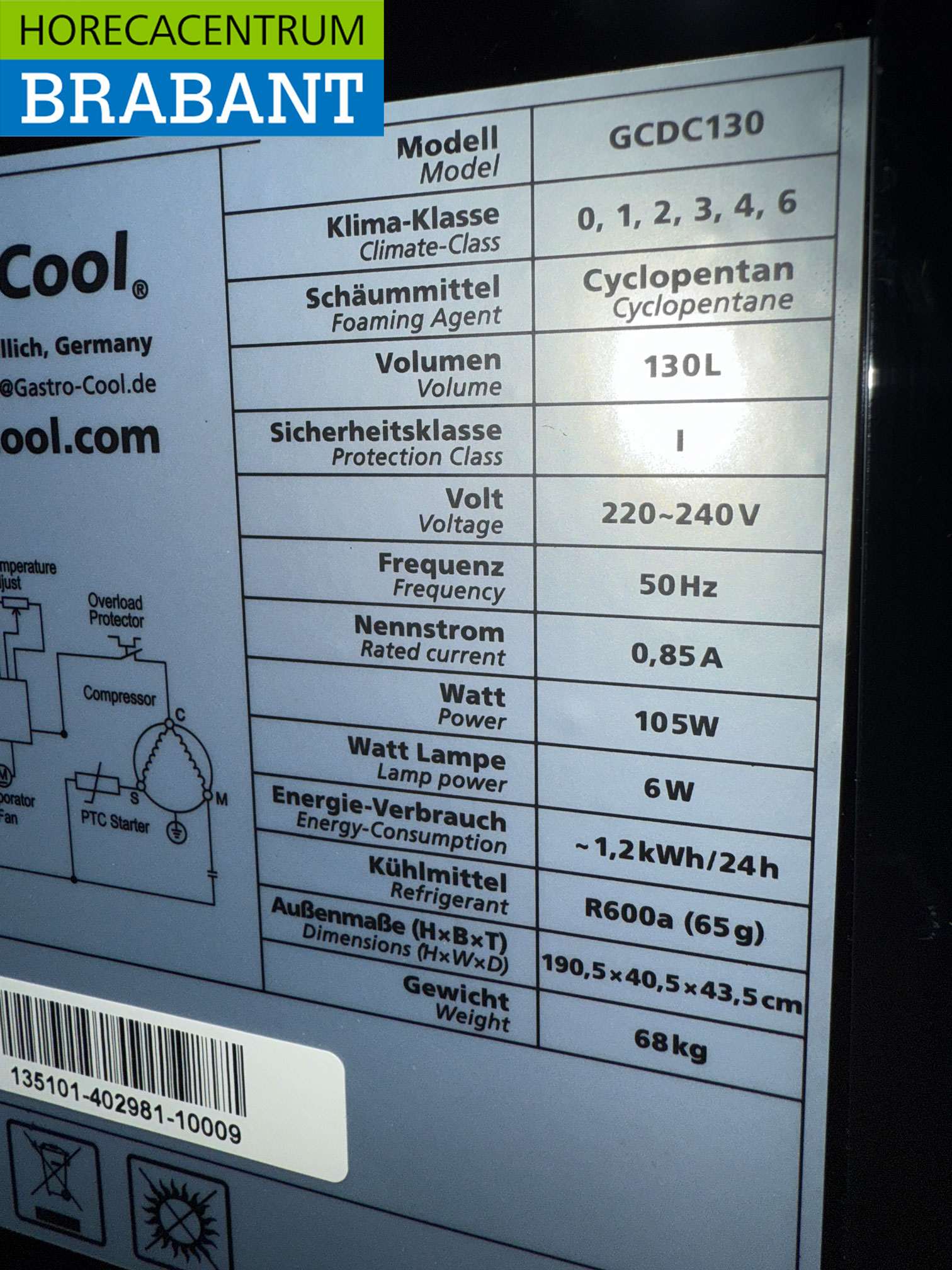 Gastro-Cool Glasdeurkoeling Koelkast Drankkoelkast Glazen deur 155 liter 230V Horeca - Afbeelding 5