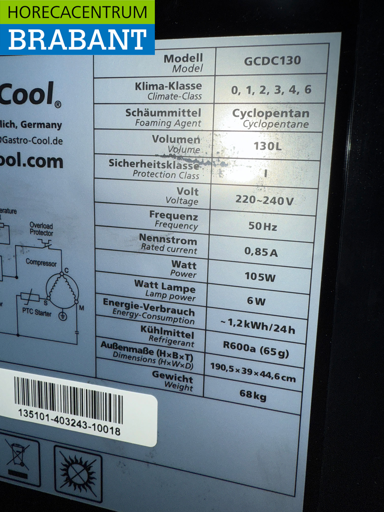 Gastro-Cool Glasdeurkoeling Koelkast Drankkoelkast Glazen deur 155 liter 230V Horeca - Afbeelding 5