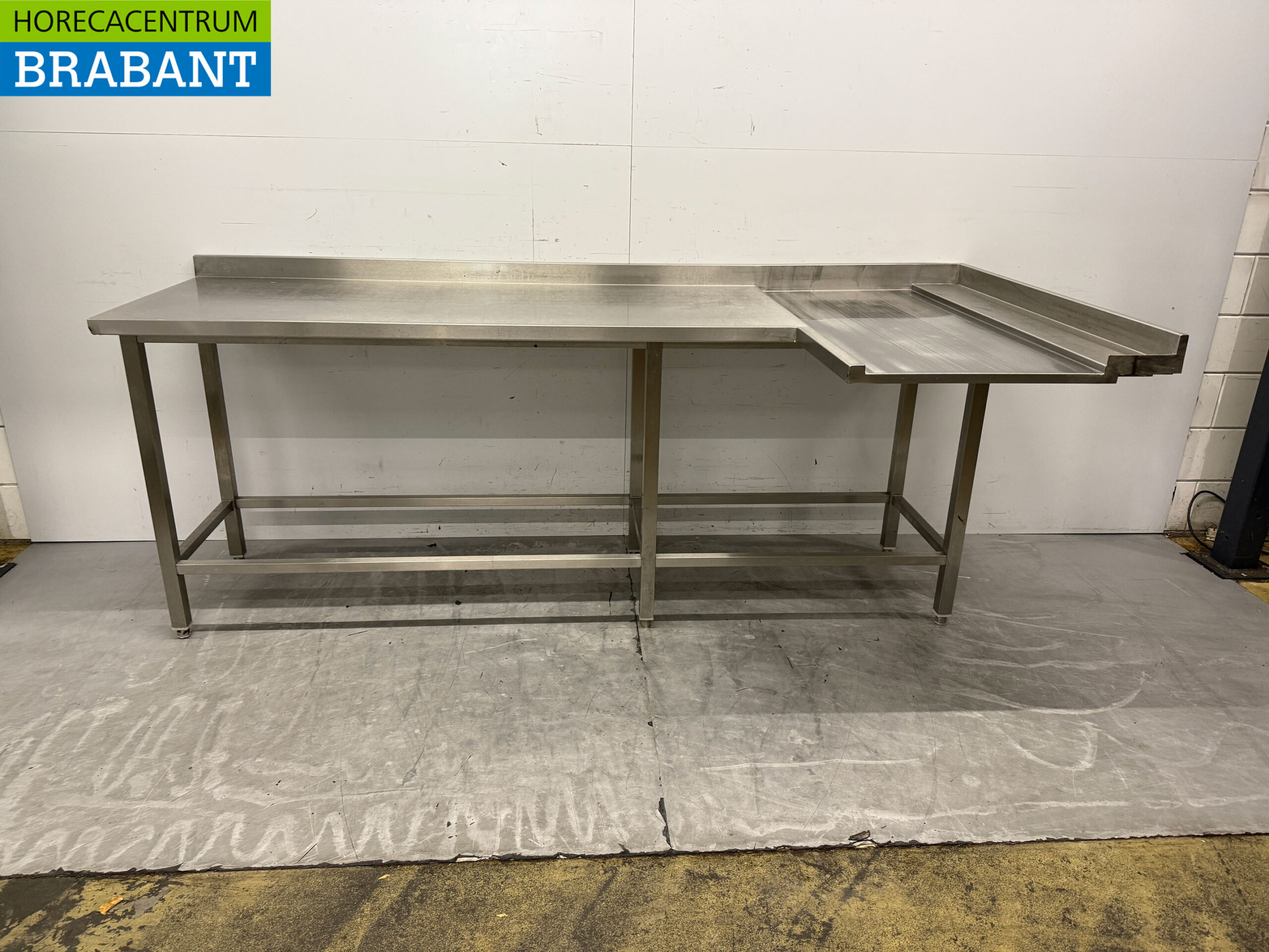 RVS Afvoertafel T.B.V. Doorschuifvaatwasser 242 x 112,5 x 90,5 cm Horeca