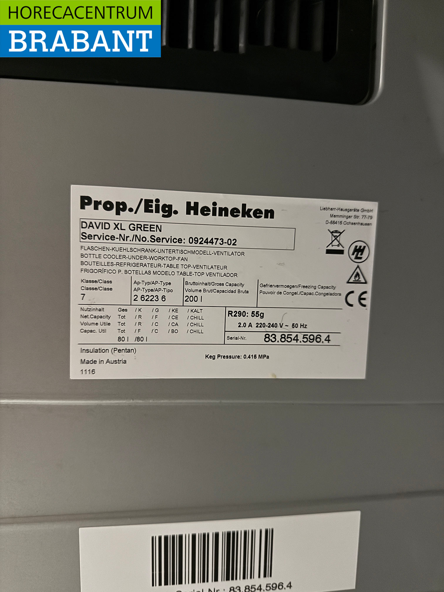 David Koeling Fustenkoeler 200 liter 230V Horeca - Afbeelding 5