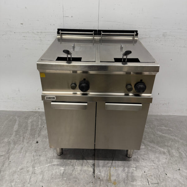 RVS Zanussi Dubbele Friteuse 2 x 14 liter GAS Horeca