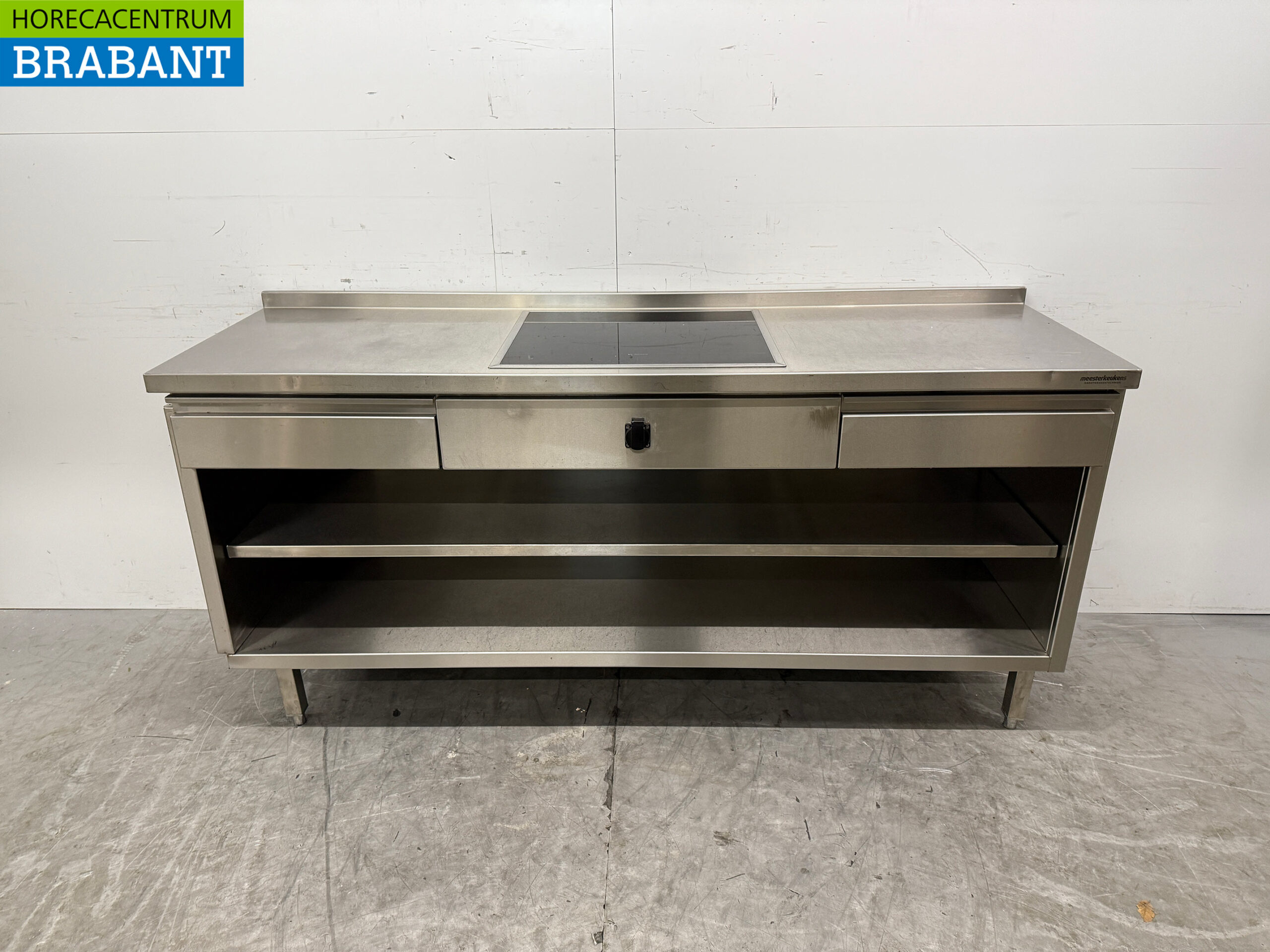 RVS Werktafel met inbouw inductie Fornuis 188 cm 400V Horeca