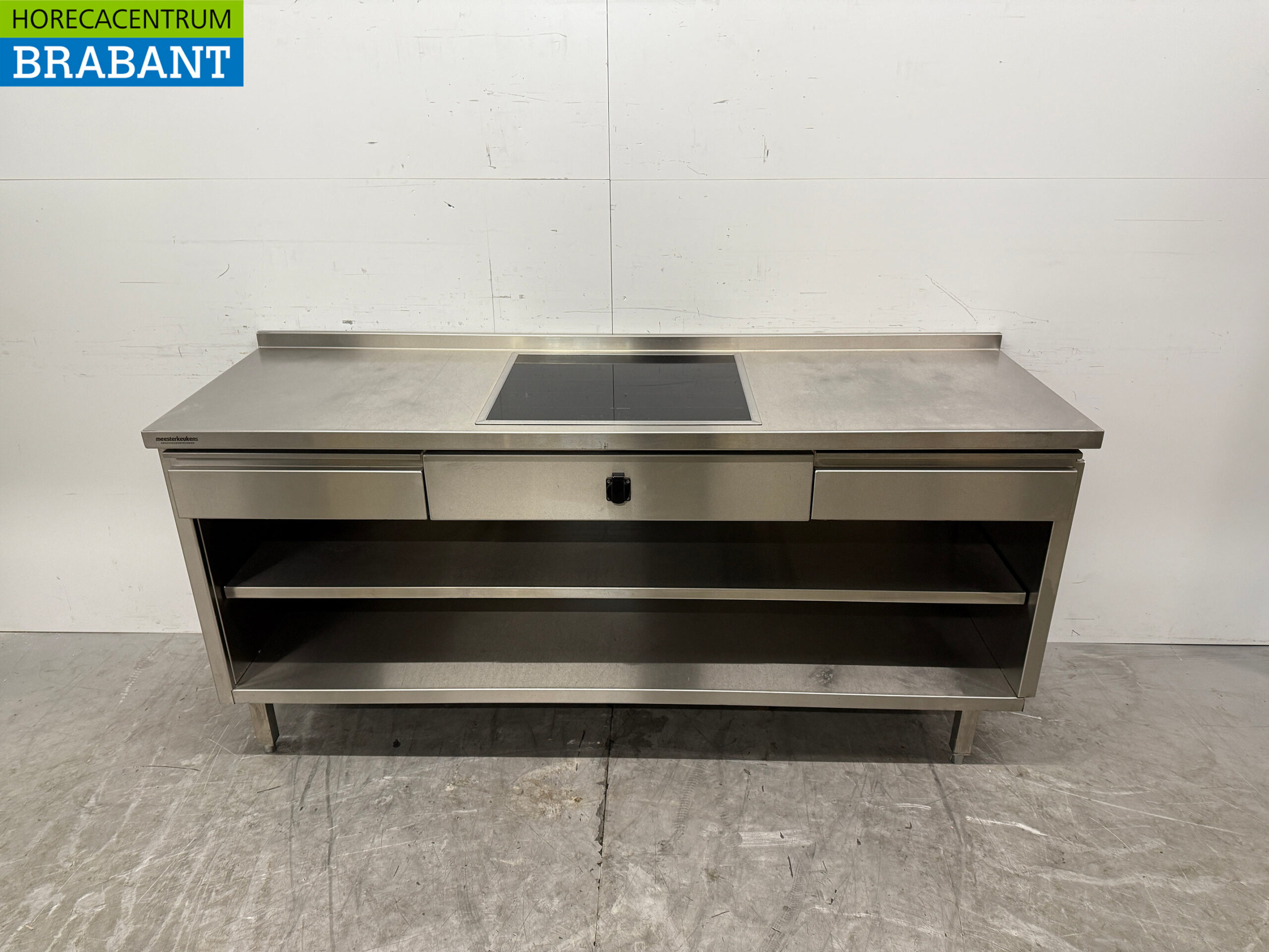 RVS Werktafel met inbouw inductie Fornuis 188 cm 400V Horeca