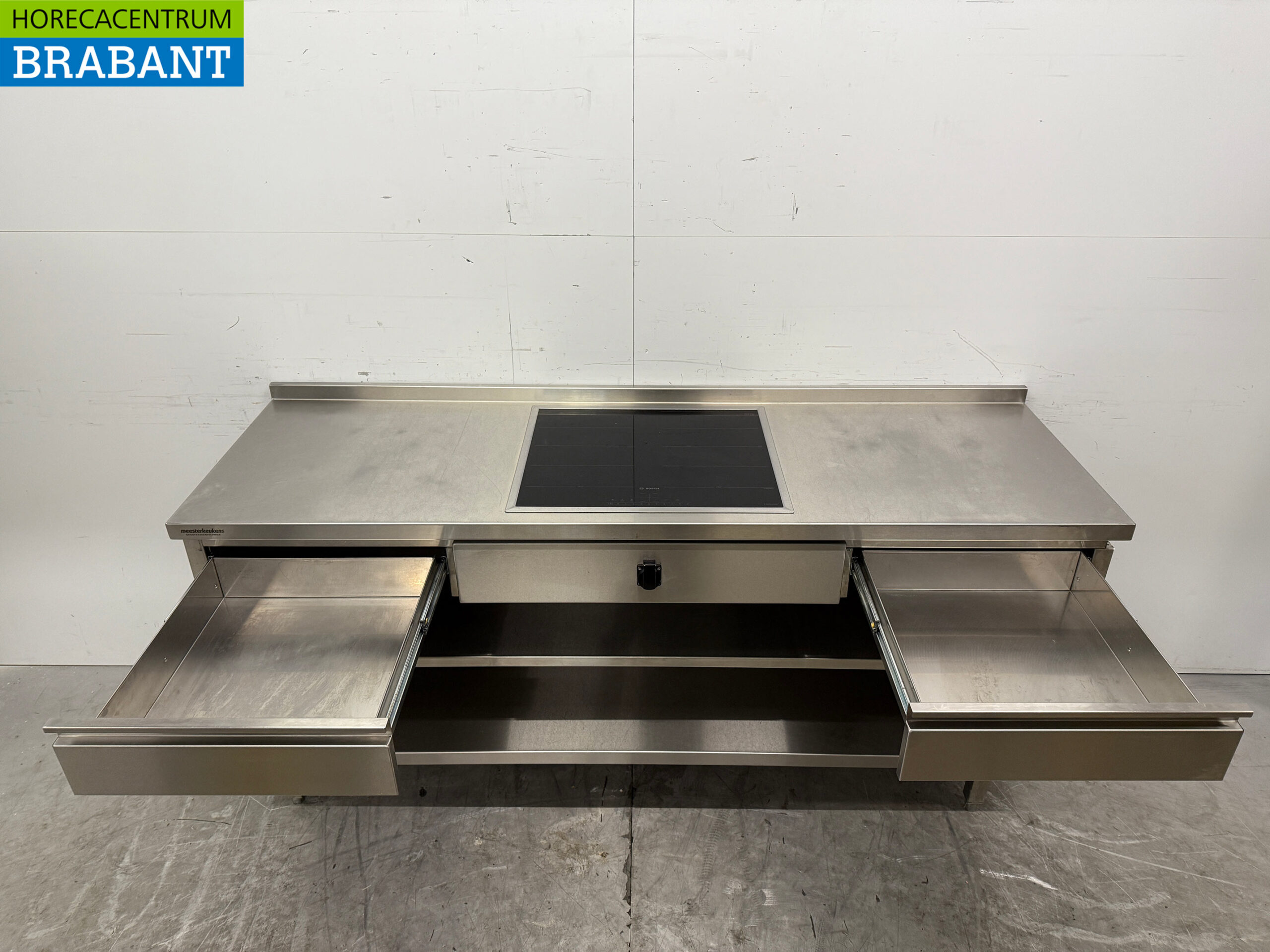 RVS Werktafel met inbouw inductie Fornuis 188 cm 400V Horeca - Afbeelding 5