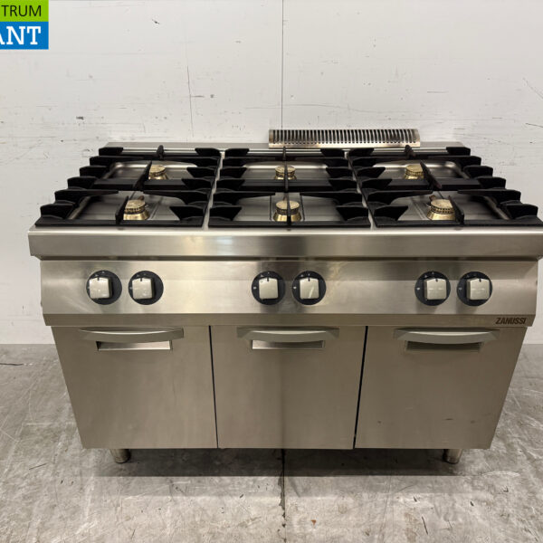 RVS Zanussi 6 Pits Fornuis 120 cm GAS Horeca