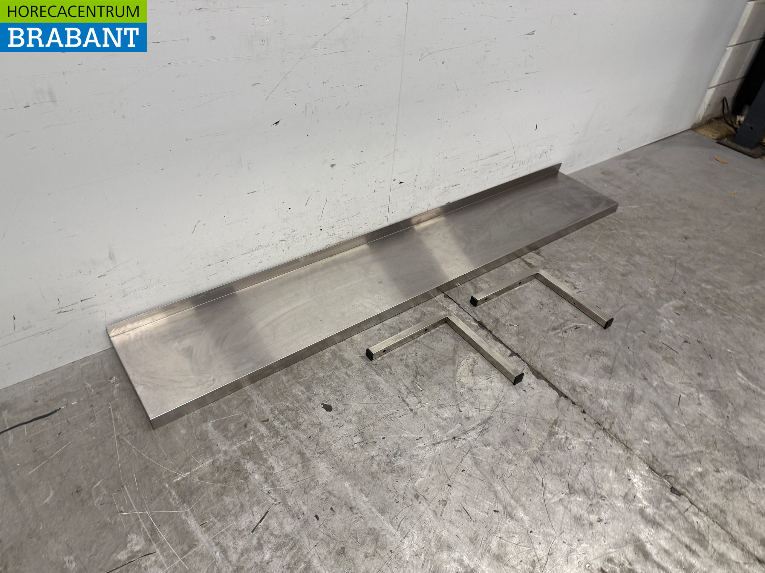 RVS Wandschap met beugels 180 x 30 cm Horeca - Afbeelding 3