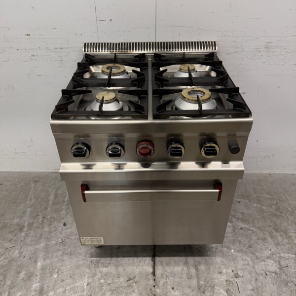 RVS Diamond 4 pits Gasfornuis met Oven 3 x 2/1 GN  70 cm GAS Horeca