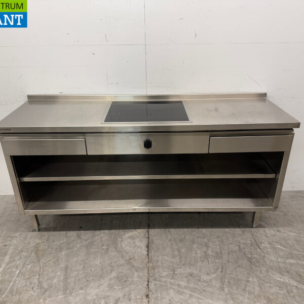 RVS Werktafel met inbouw inductie Fornuis 188 cm 400V Horeca
