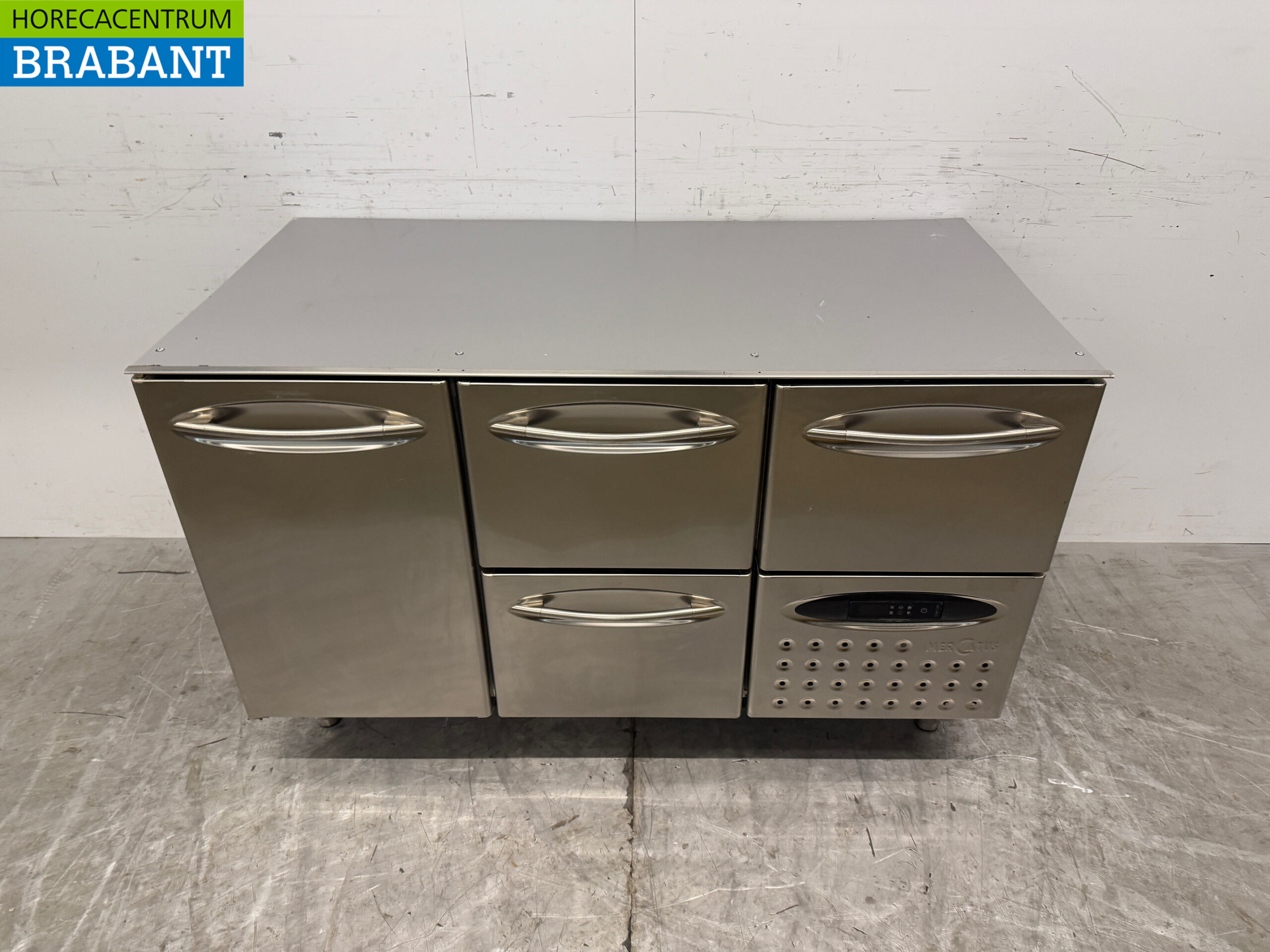 RVS Mercatus Koelwerkbank 1 deur 3 laden 132 cm 230V Horeca