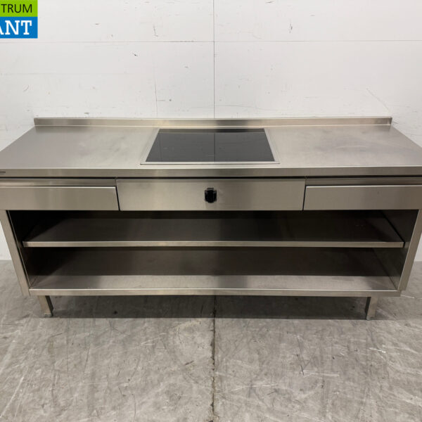 RVS Werktafel met inbouw inductie Fornuis 188 cm 400V Horeca