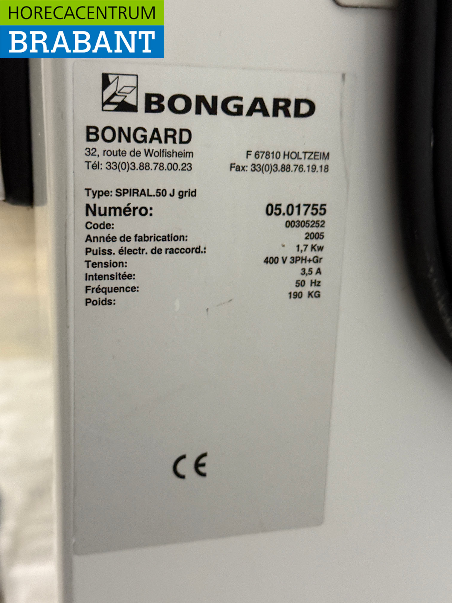 Bongard Spiraalkneder 50 liter 400V Horeca Bakkerij - Afbeelding 6