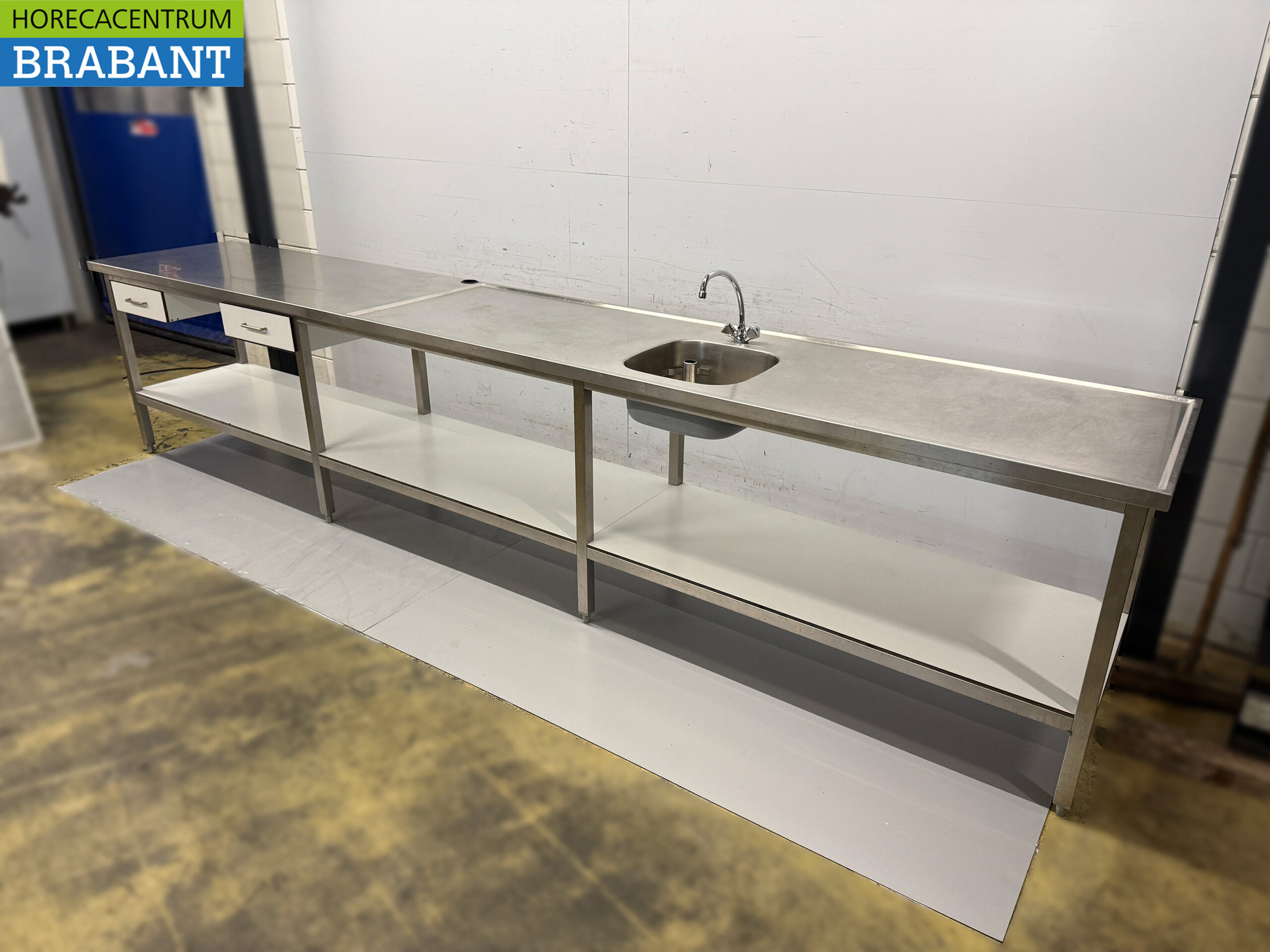 RVS Spoeltafel Spoelbak met kraan 420 x 70 x 91 cm Horeca - Afbeelding 2