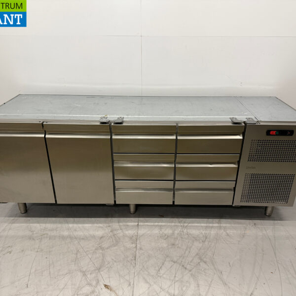 RVS Catertech Koelwerkbank 2 Deuren en 6 Laden 225 cm 230V Horeca