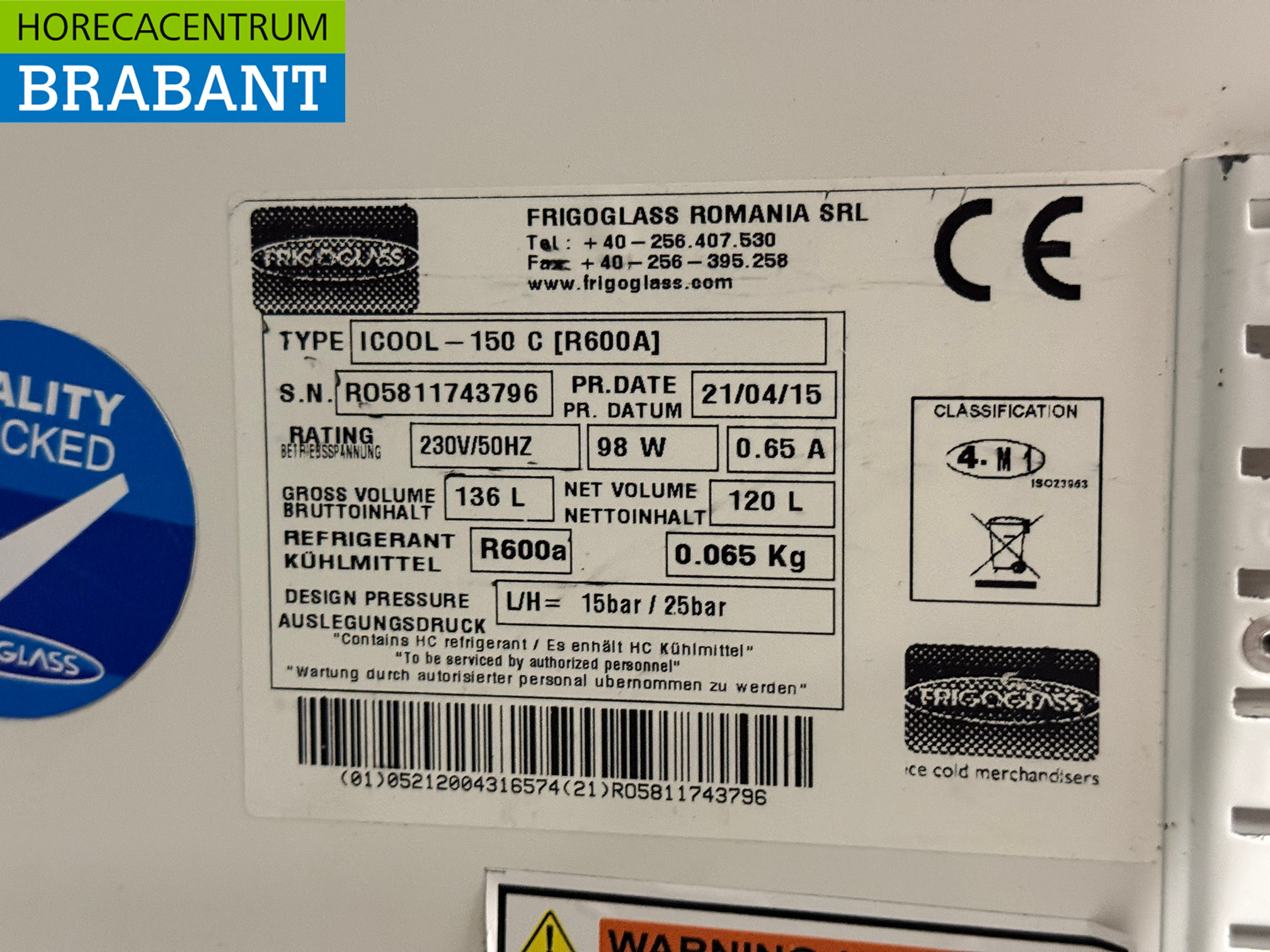 Coca Cola Glasdeurkoeling 120 liter 230V Horeca - Afbeelding 5