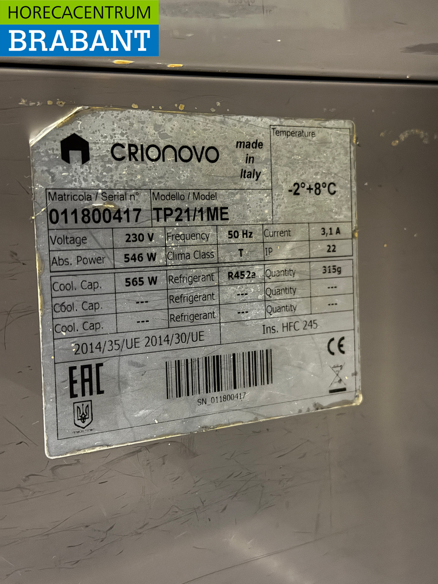 RVS Crionovo Koelwerkbank 4 Deuren 226,5 cm 230V Horeca - Afbeelding 6