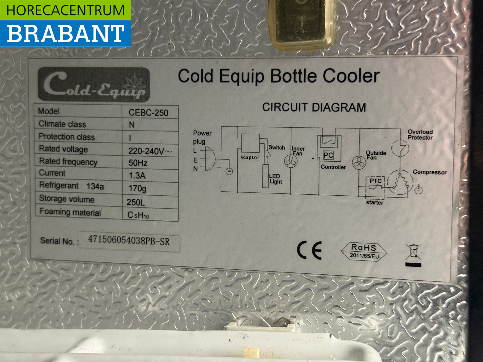Cold Equip Barkoeling 2 Glazen Klapdeuren 90,5 cm 230V Horeca - Afbeelding 5