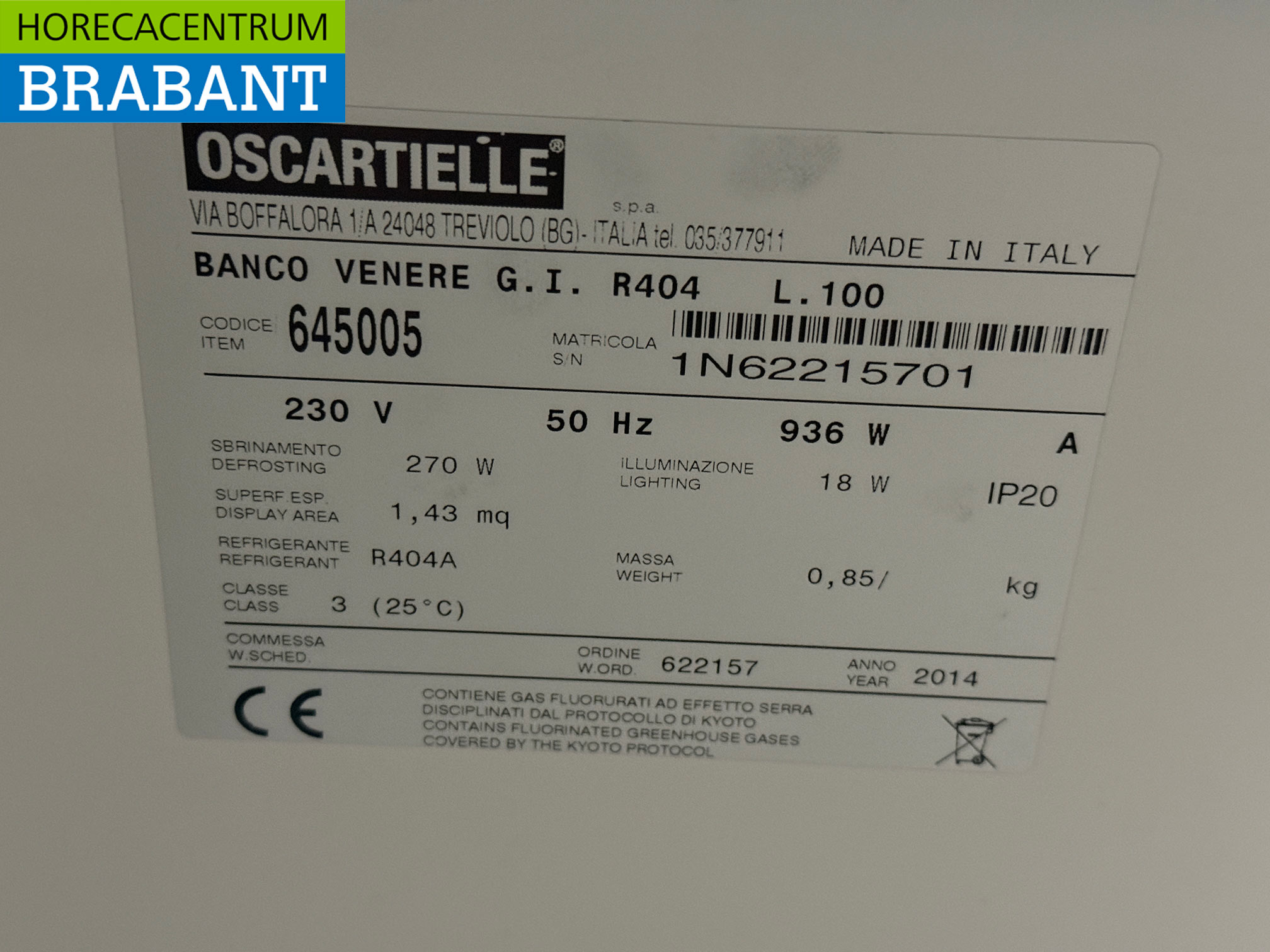 Oscartielle Wandkoeling 102,5 cm 230V Horeca - Afbeelding 5