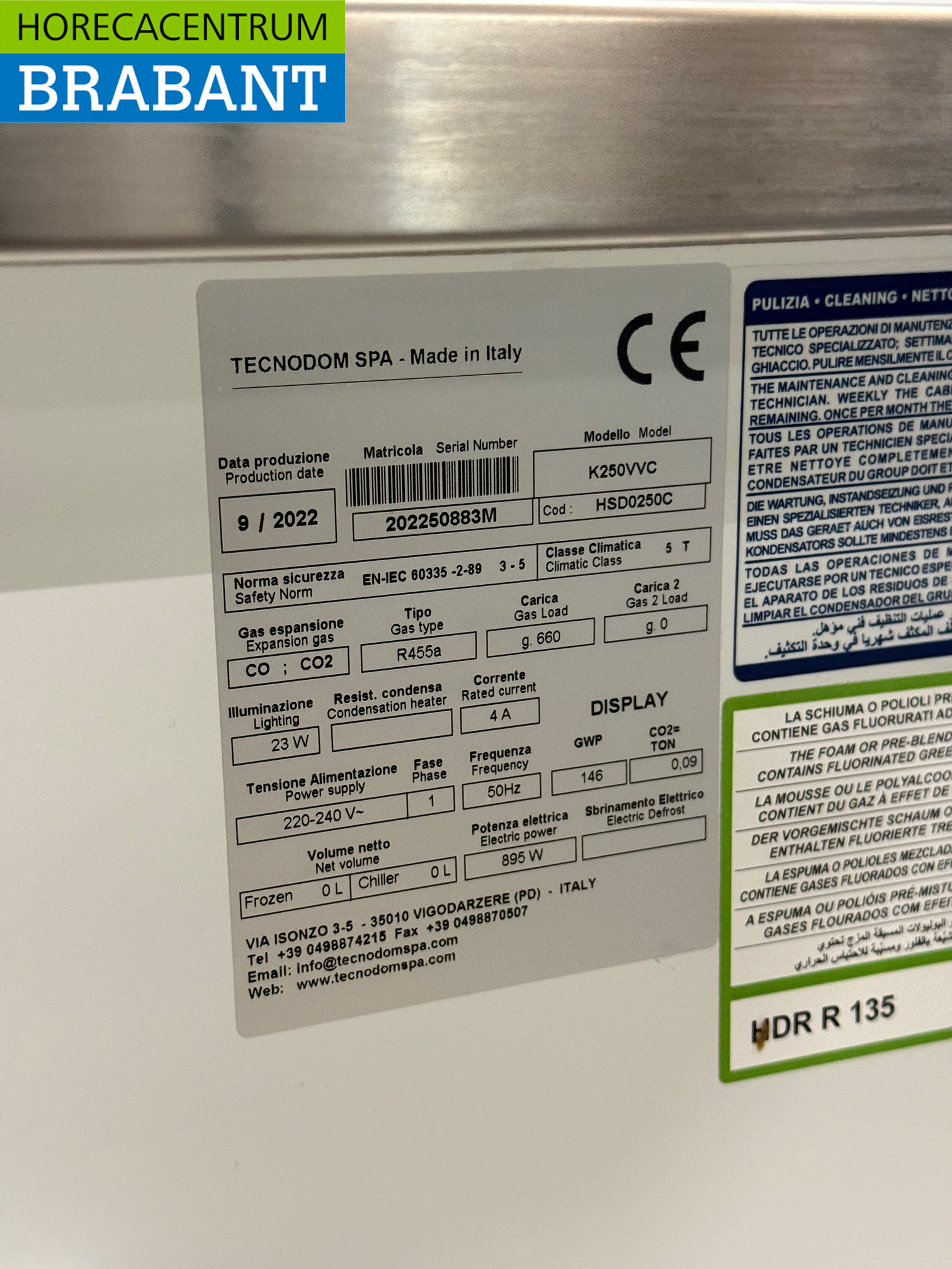 Tecnodom Koelvitrine Snackvitrine 250 cm Bj. 2022 230V Horeca - Afbeelding 6