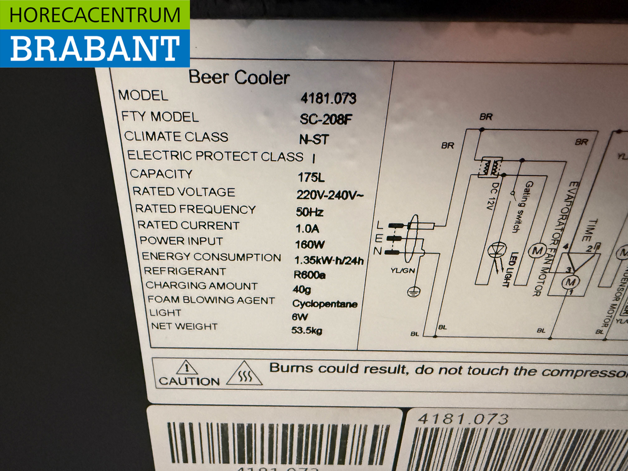 Barkoeling 2 Glazen Klapdeuren 90,5 cm 230V Horeca - Afbeelding 5