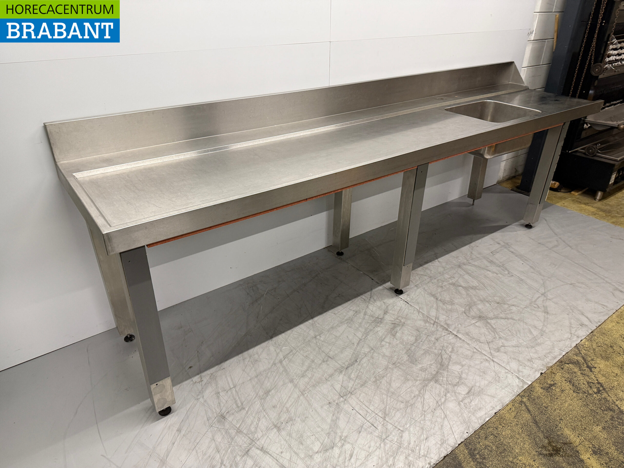 RVS Aanvoertafel T.B.V. Doorschuifvaatwasser 226 x 75 x 92 cm Horeca - Afbeelding 3